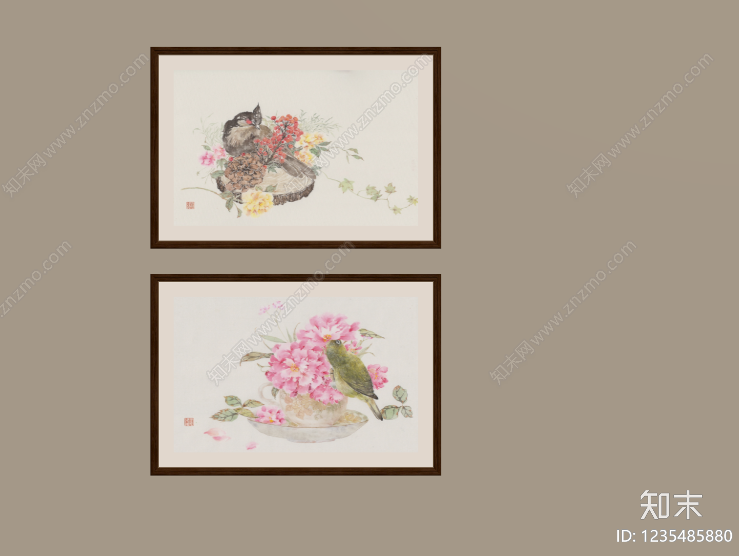 新中式挂画组合SU模型下载【ID:1235485880】