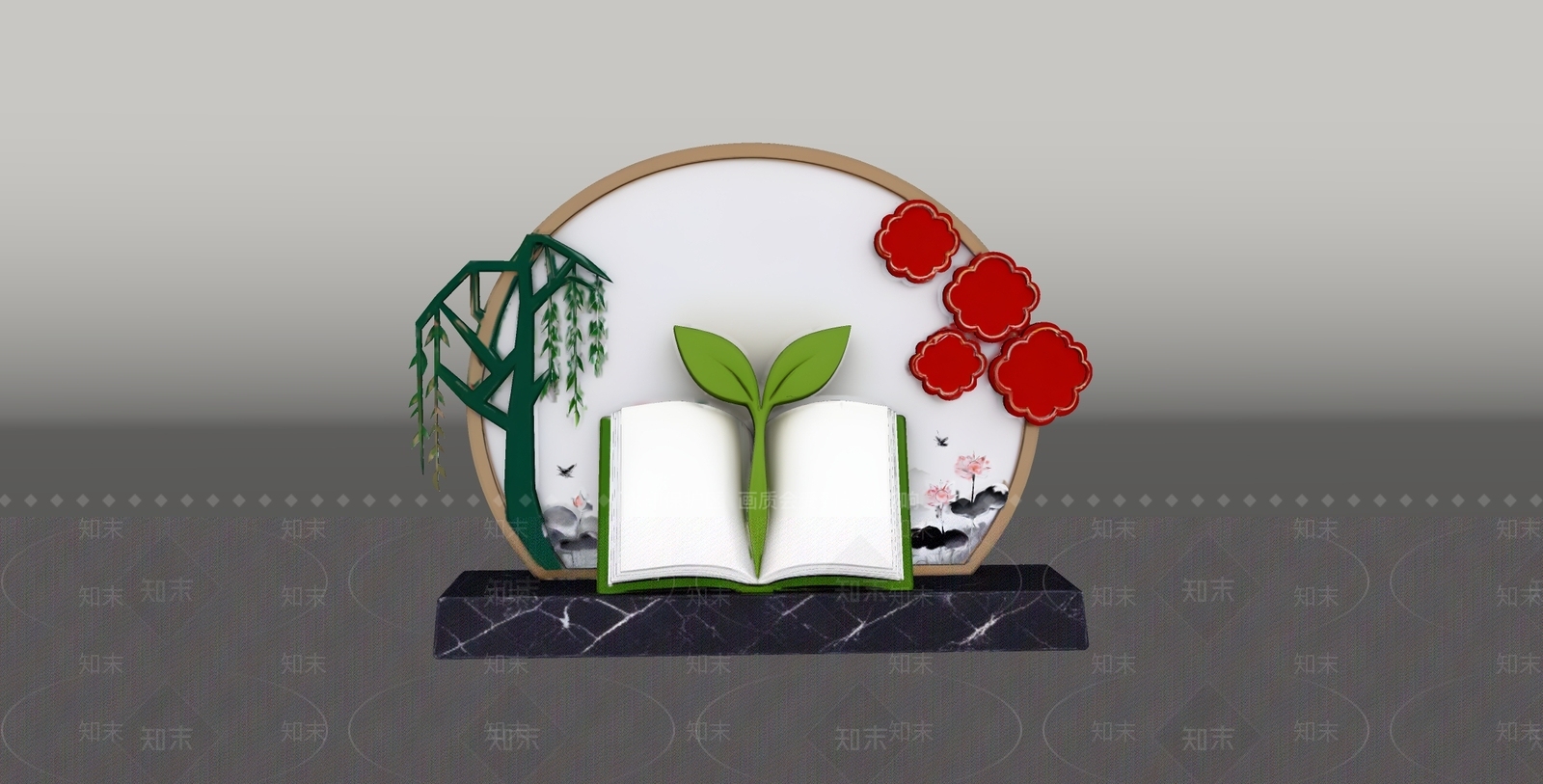 新中式雕塑摆件SU模型下载【ID:1235491732】