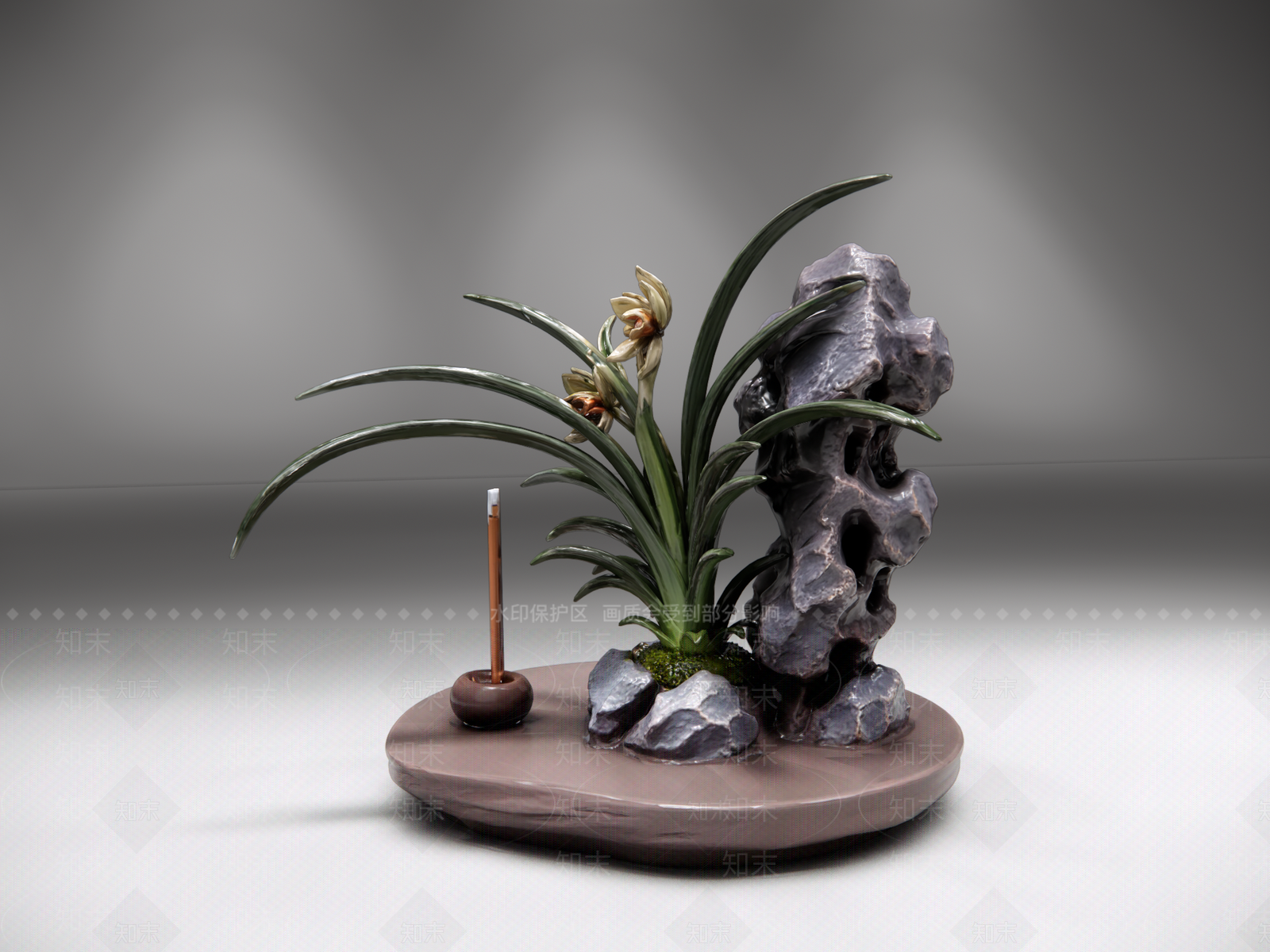 新中式雕塑摆件SU模型下载【ID:1235492777】