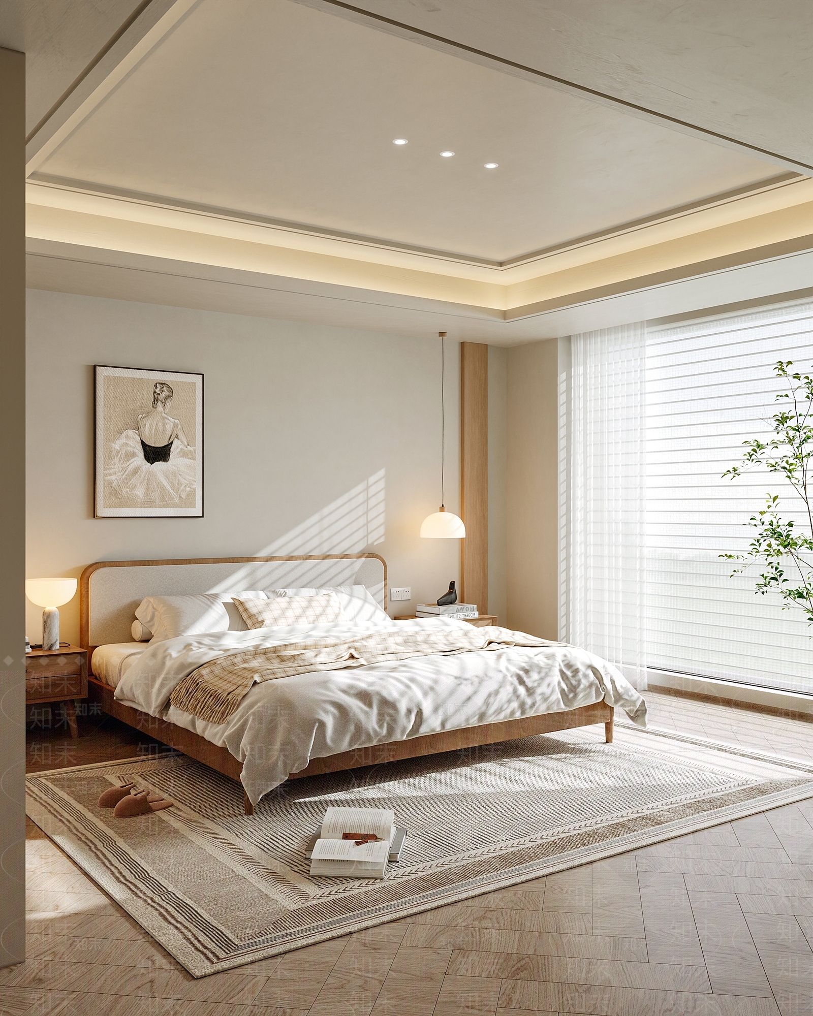 原木风主卧SU模型下载【ID:1235497924】