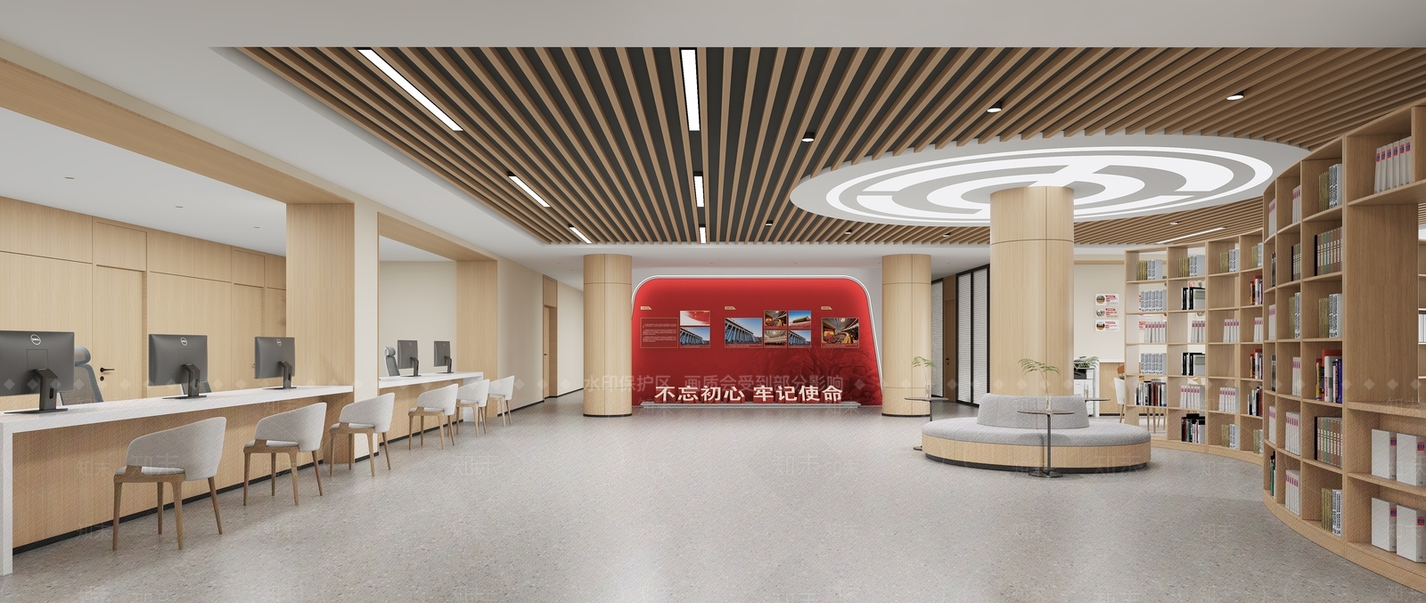 原木风阅览室SU模型下载【ID:1235508248】