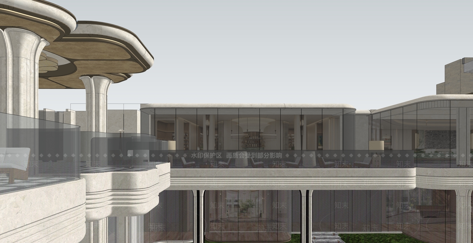 轻奢售楼处建筑SU模型下载【ID:1235512666】