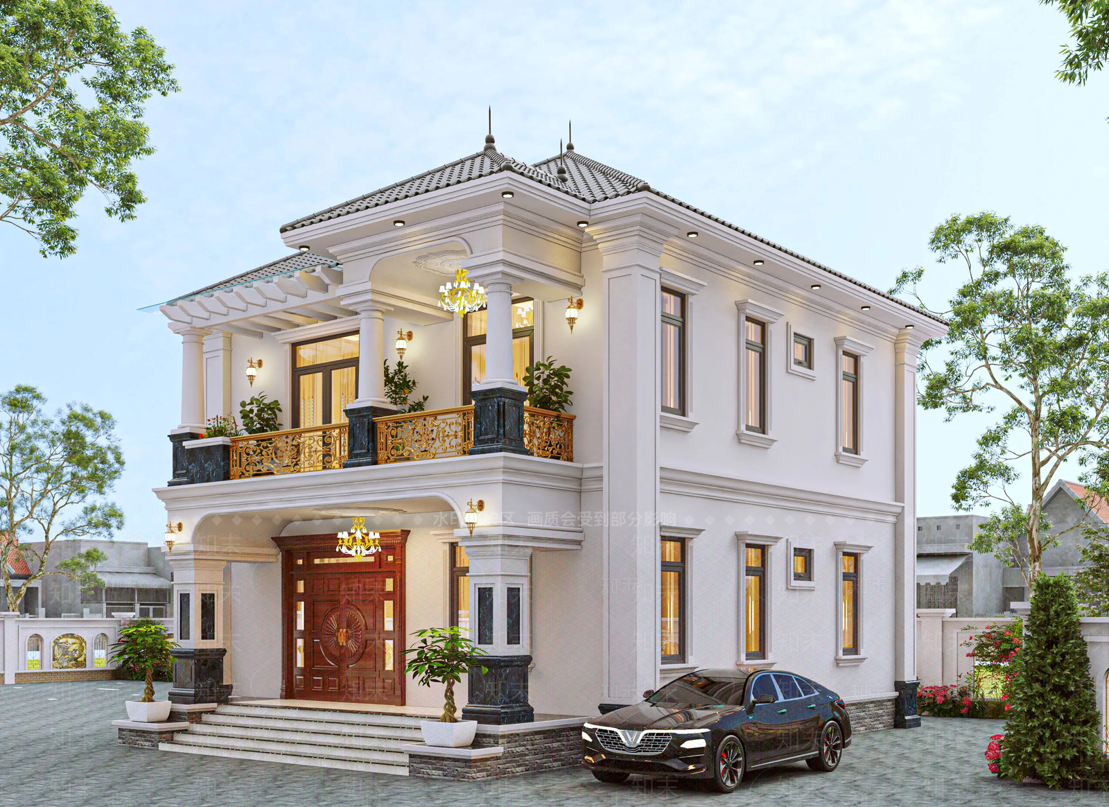 欧式独栋别墅SU模型下载【ID:1235515472】