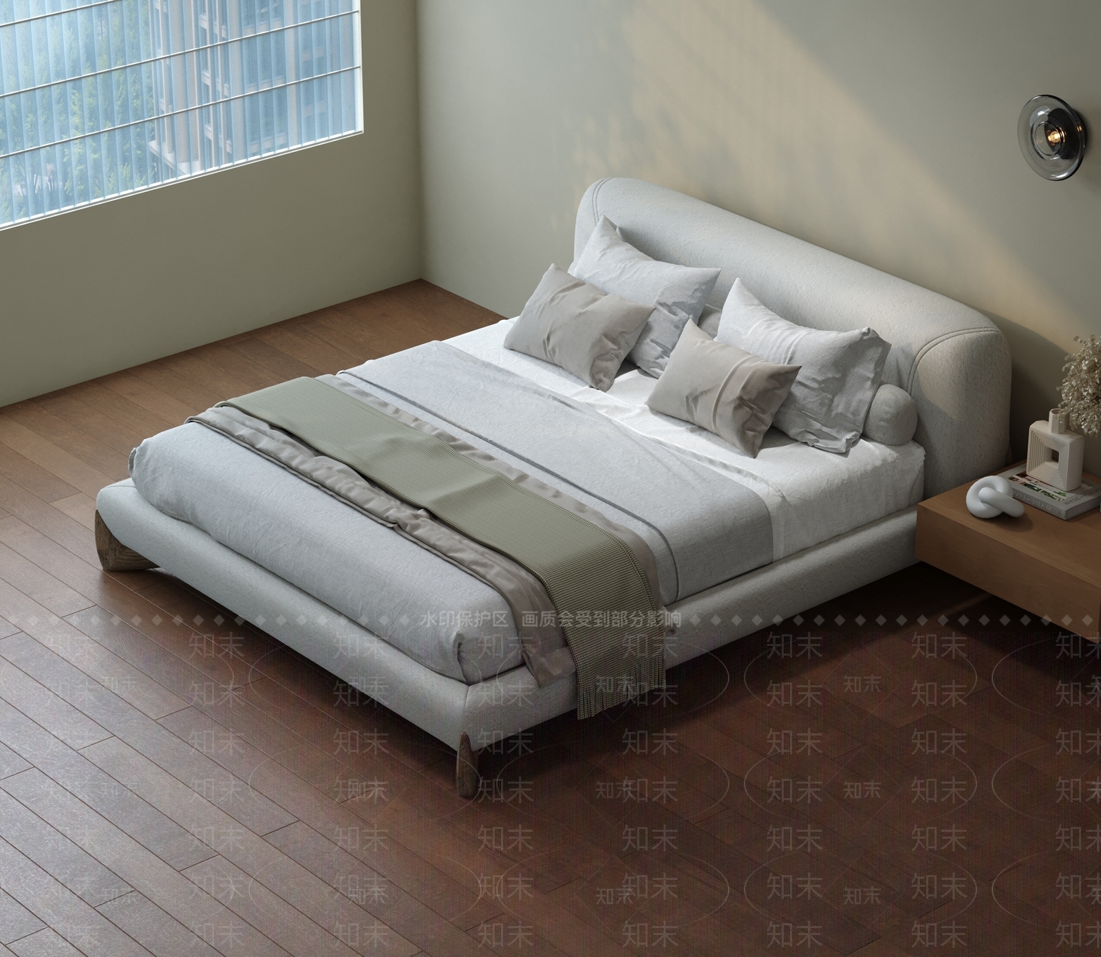 中古风双人床SU模型下载【ID:1235521316】