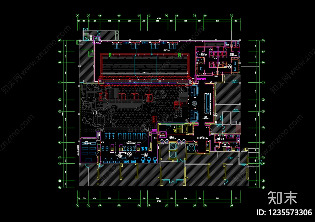 会所cad施工图下载【ID:1235573306】
