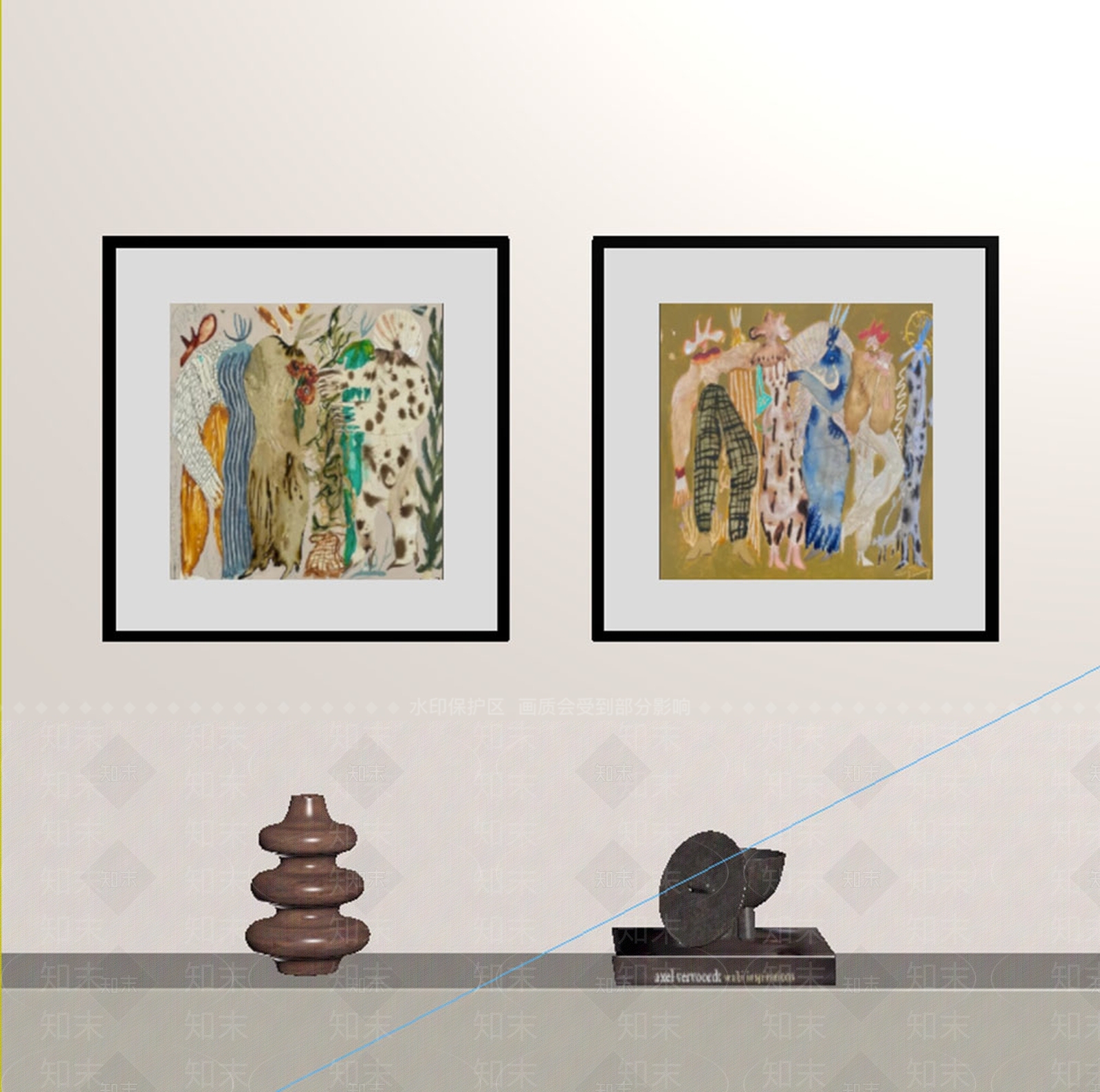 现代简约组合画3D模型下载【ID:1235574910】