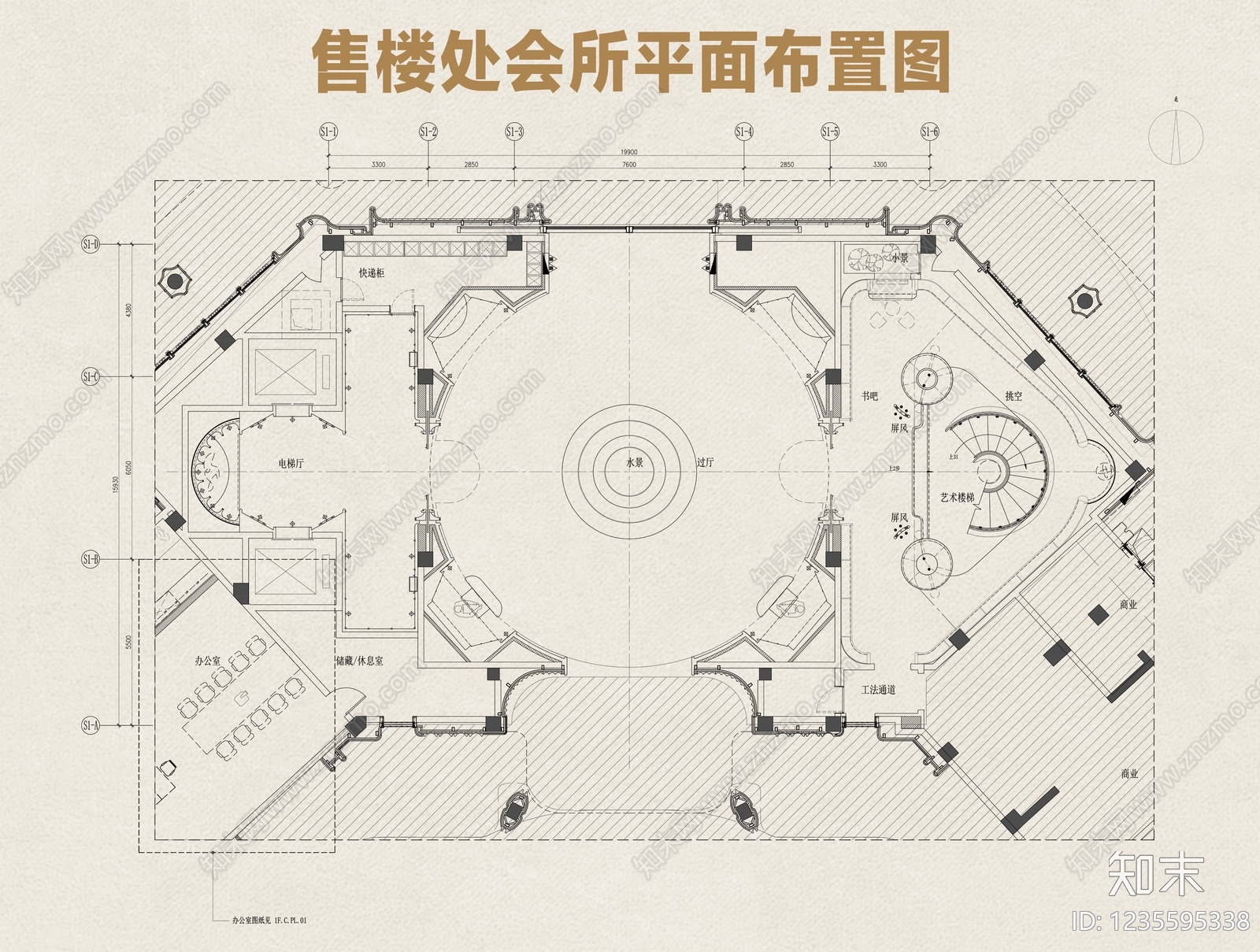 会所cad施工图下载【ID:1235595338】