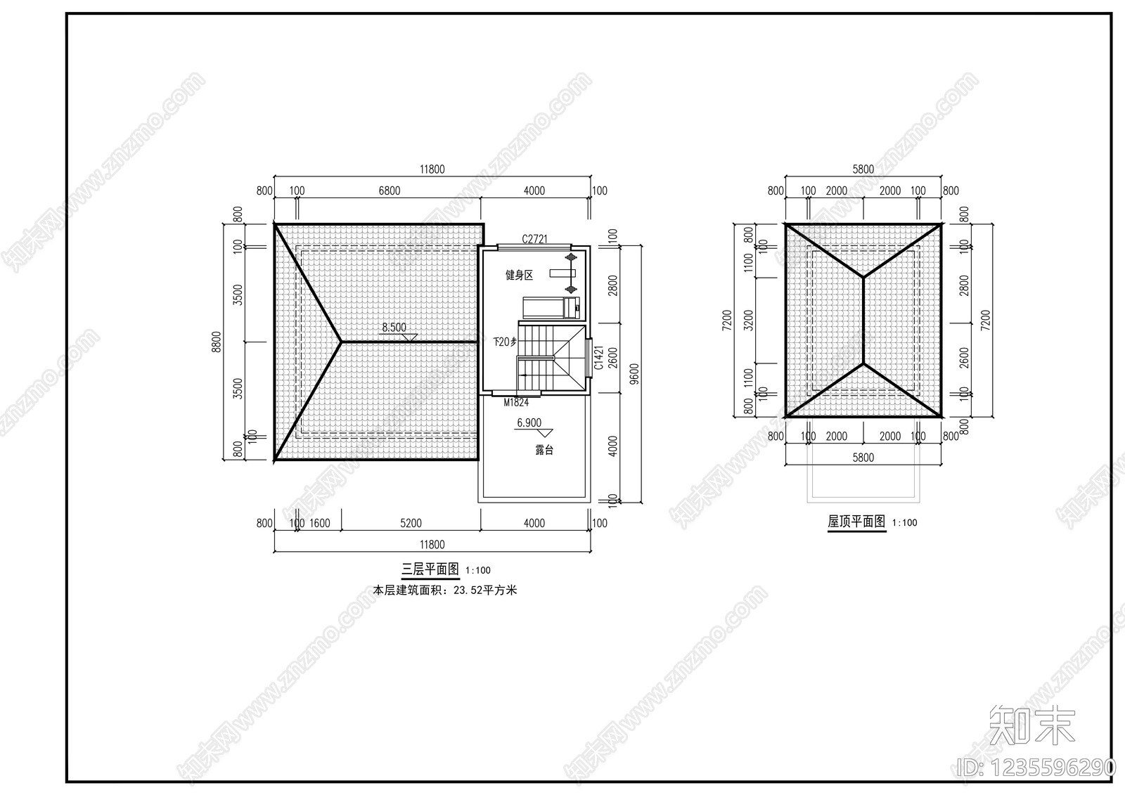 别墅建筑cad施工图下载【ID:1235596290】