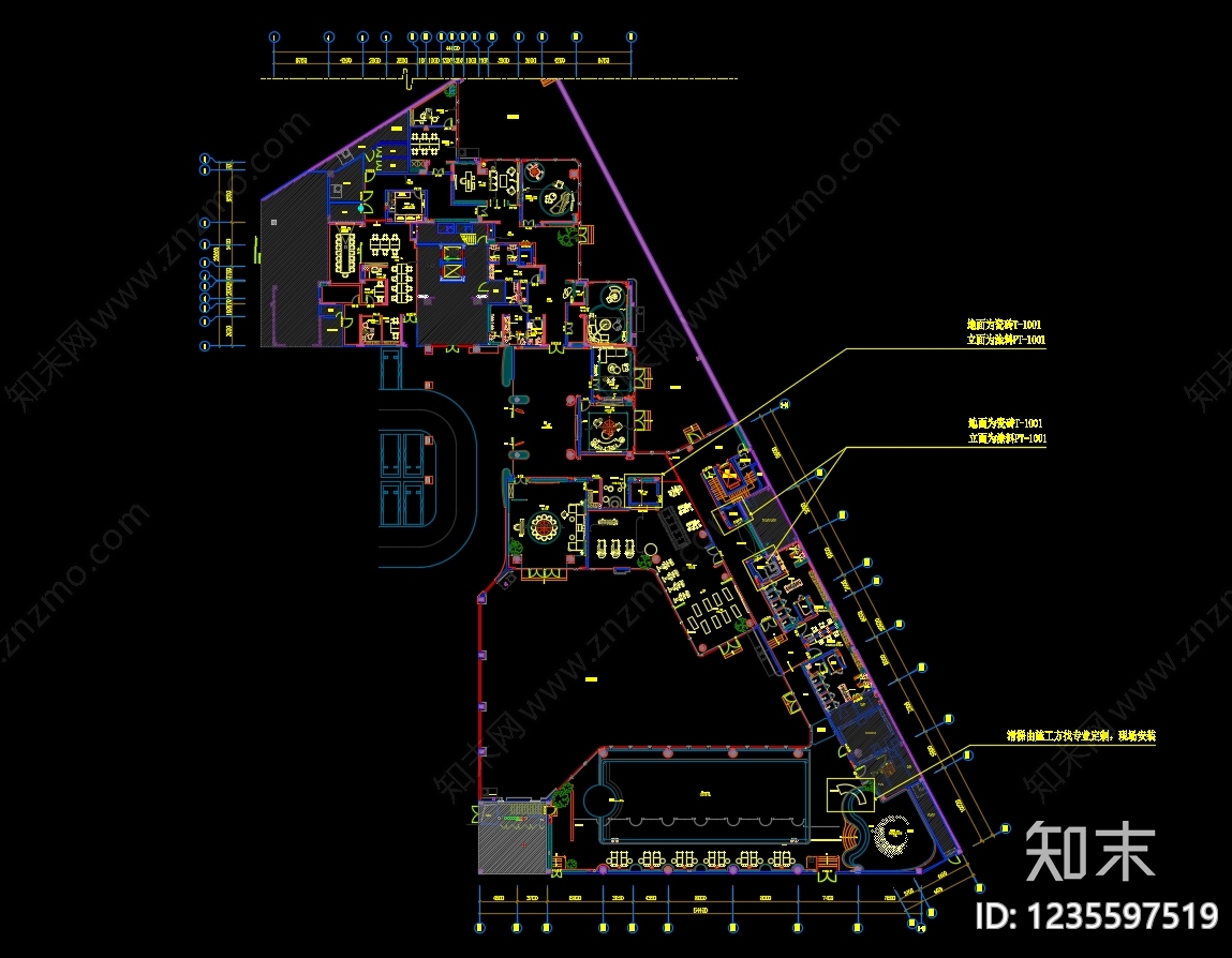 会所cad施工图下载【ID:1235597519】