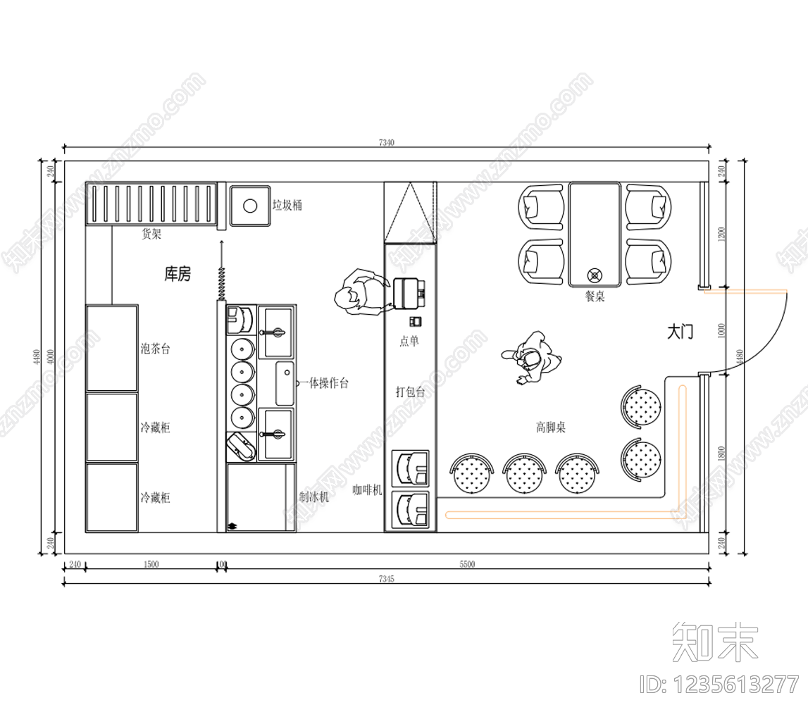 现代咖啡厅CAD图纸