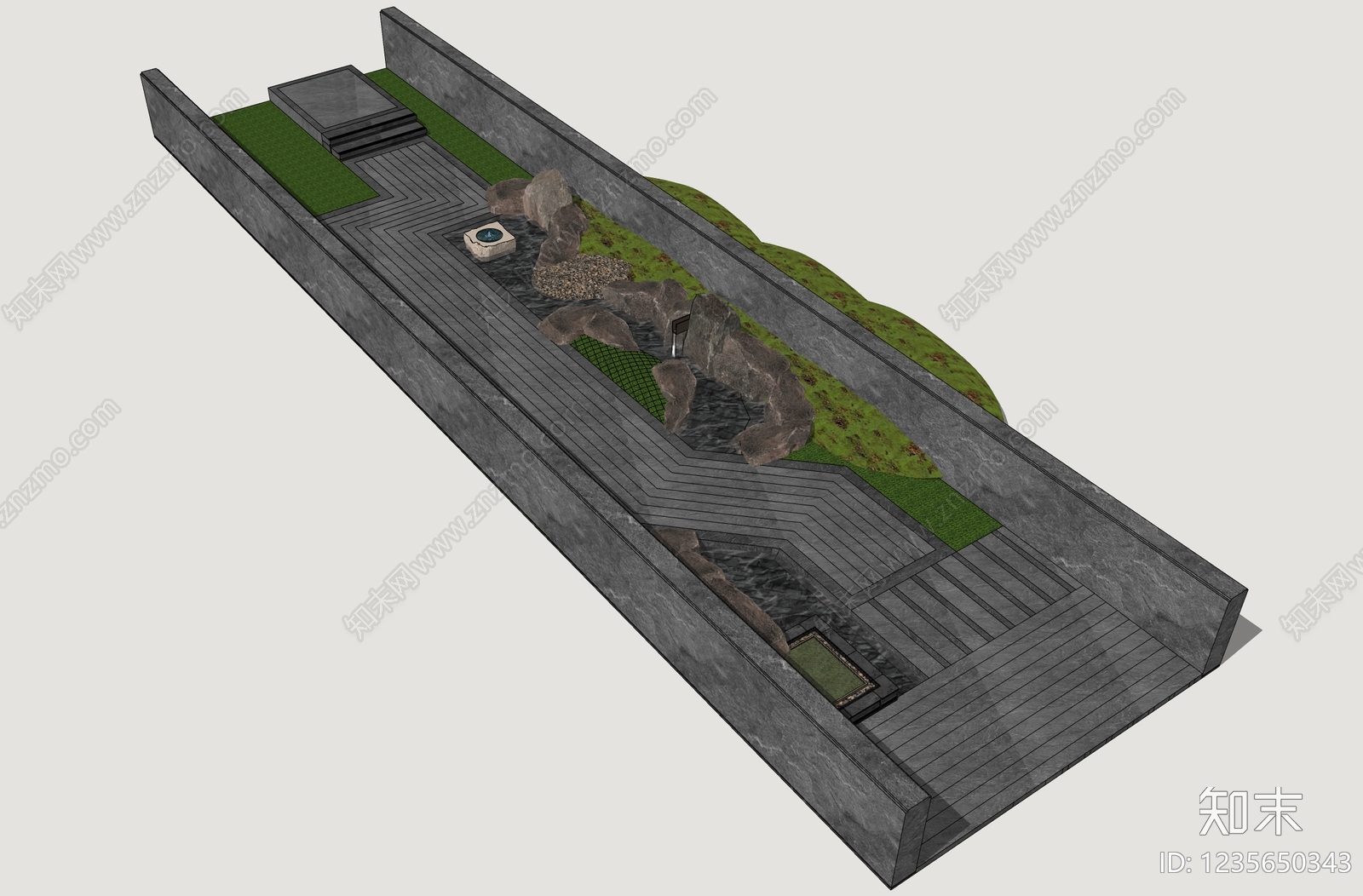 新中式景观小区景观SU模型下载【ID:1235650343】