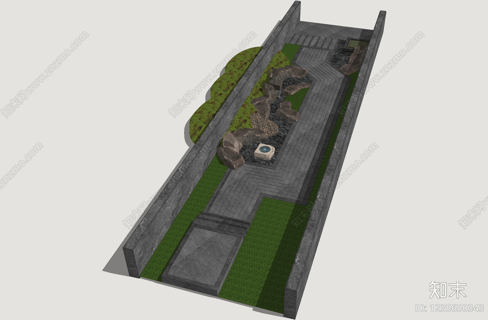 新中式景观小区景观SU模型下载【ID:1235650343】