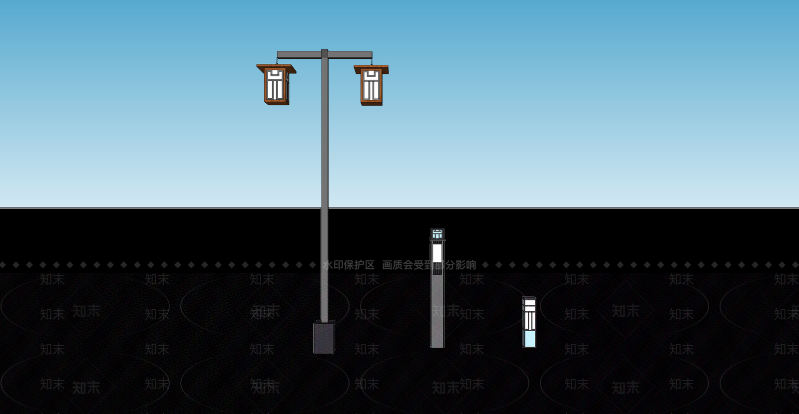 新中式景观景观灯SU模型下载【ID:1235680874】