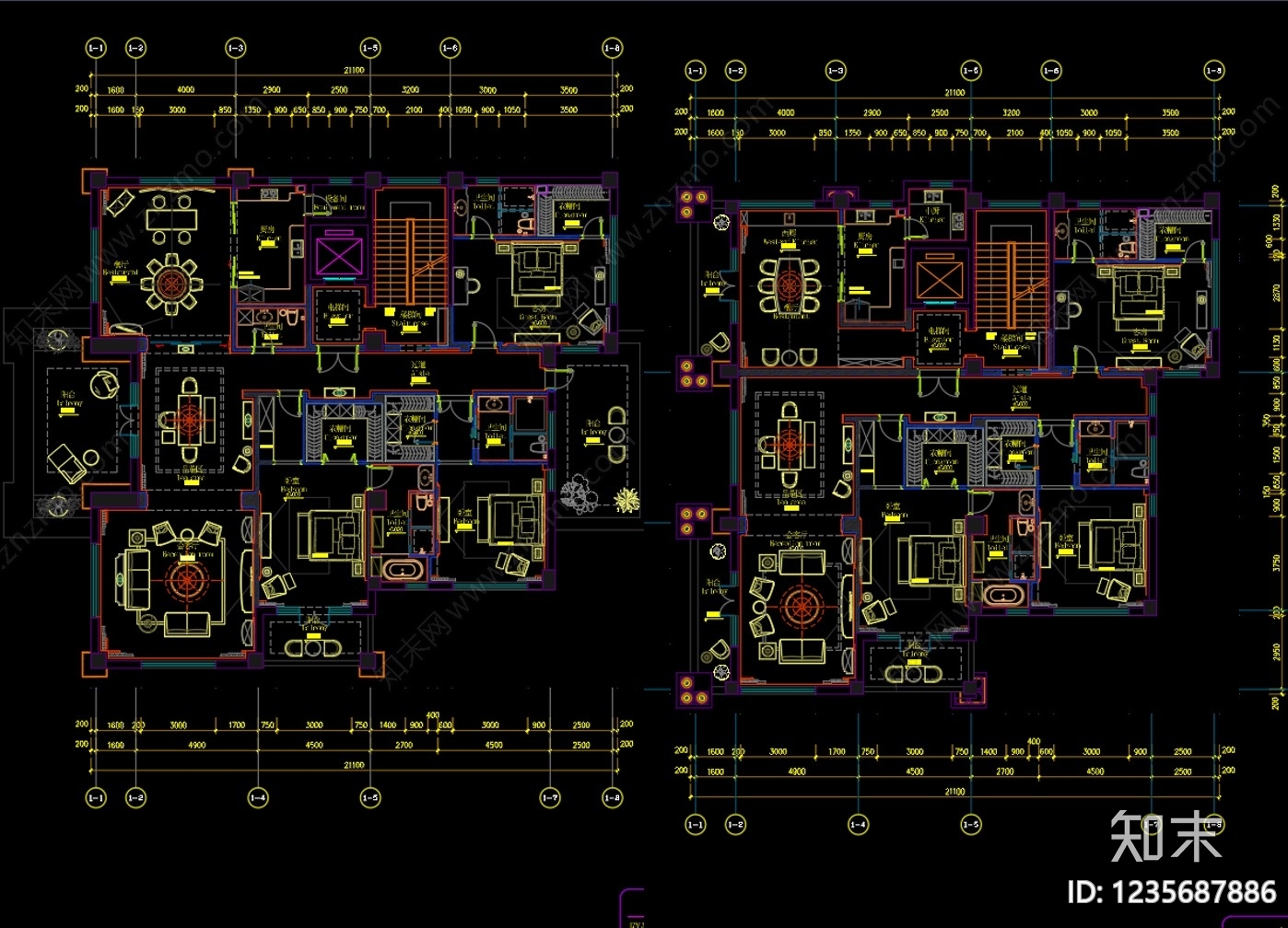 别墅cad施工图下载【ID:1235687886】
