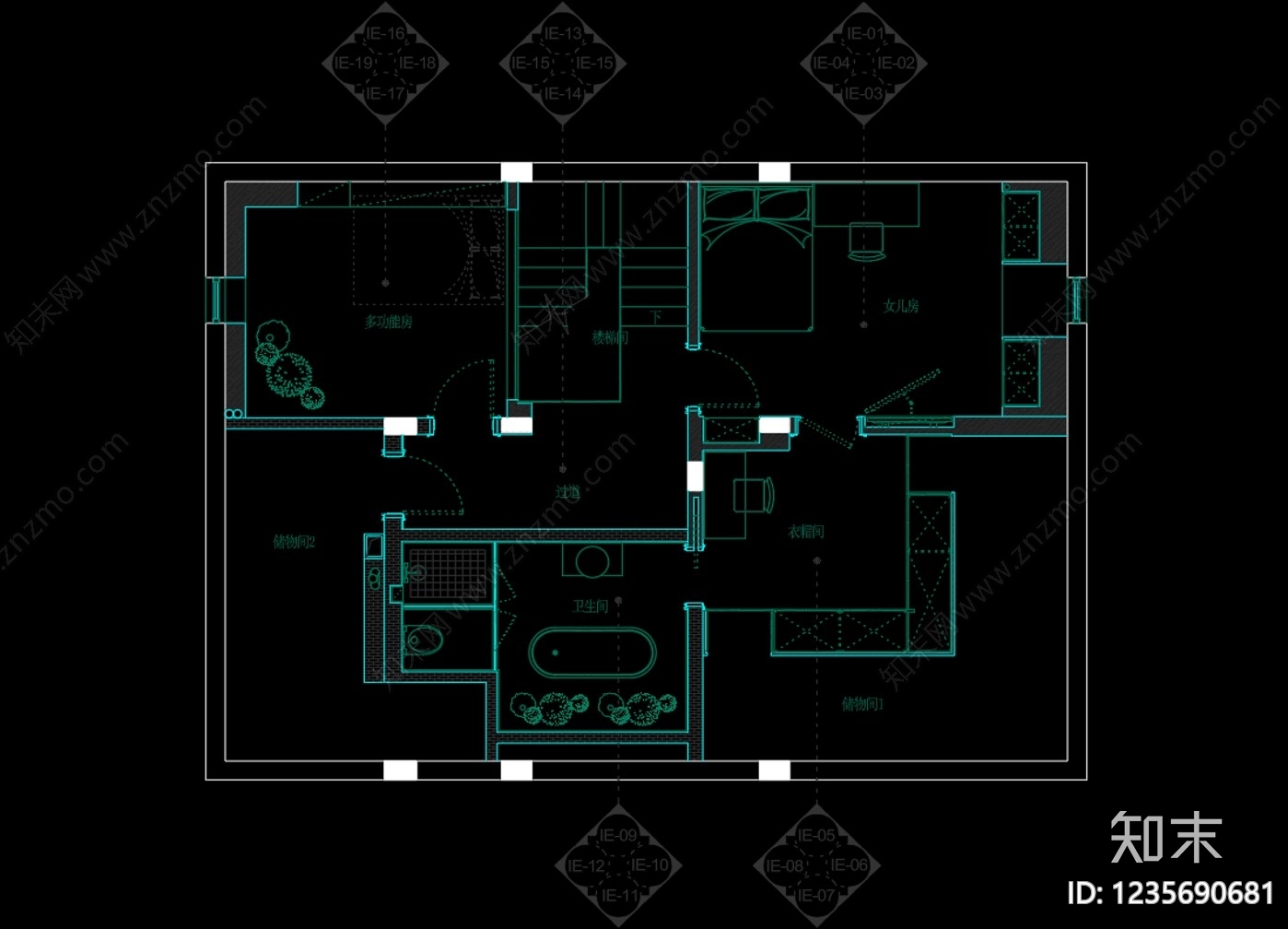 别墅cad施工图下载【ID:1235690681】