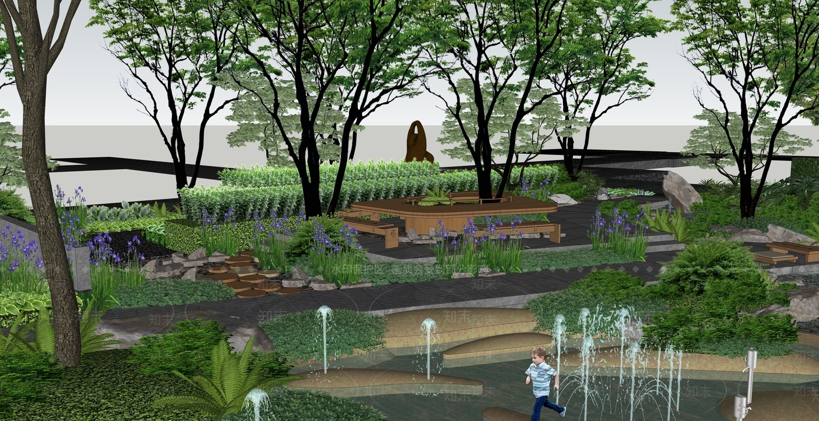 新中式景观小区景观SU模型下载【ID:1235752621】