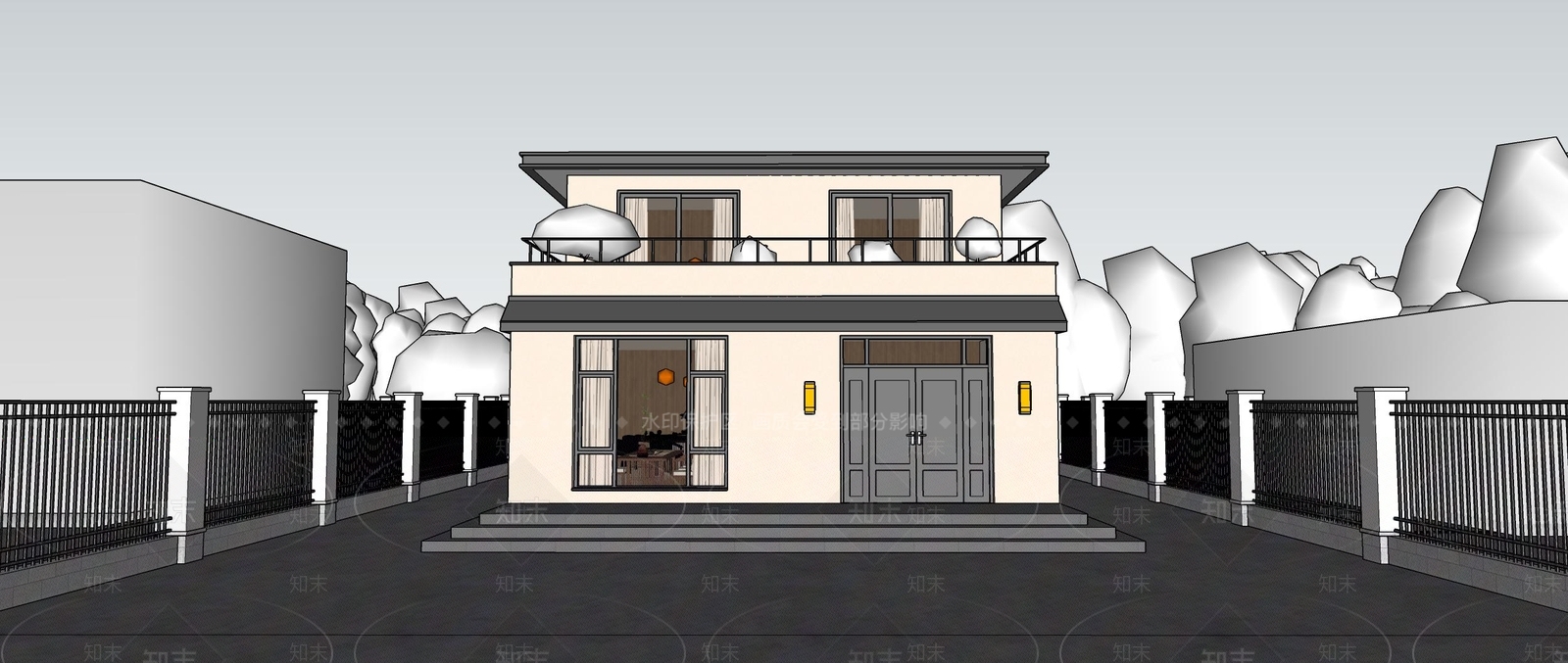 现代简约乡村民房SU模型下载【ID:1235752746】