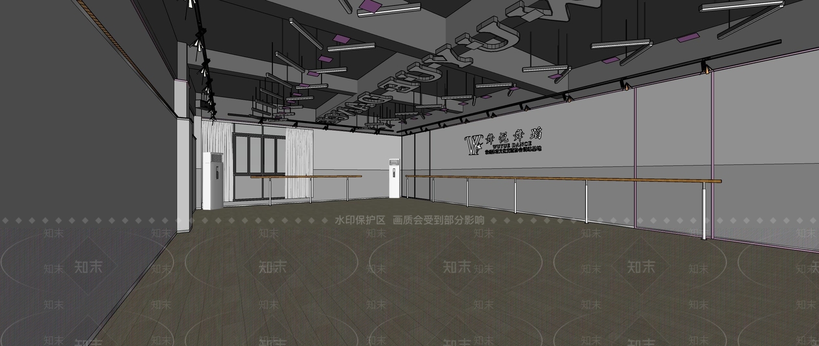 现代瑜伽室SU模型下载【ID:1235769170】