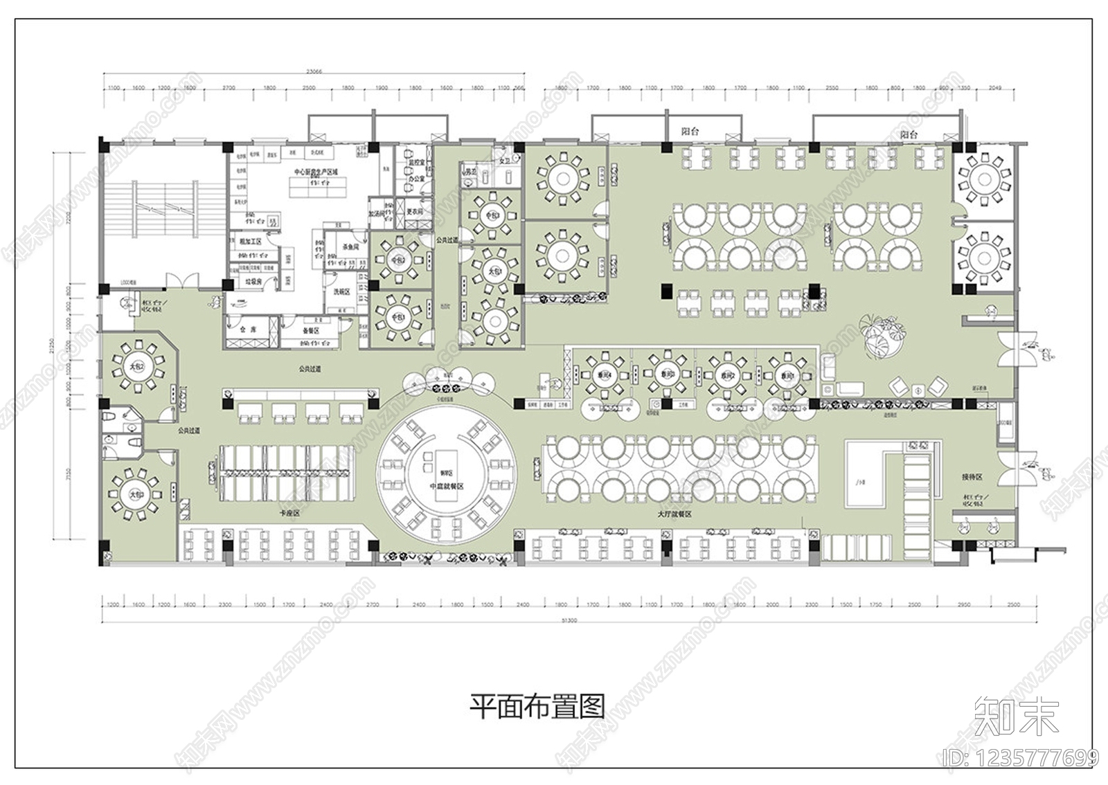 中餐厅cad施工图下载【ID:1235777699】
