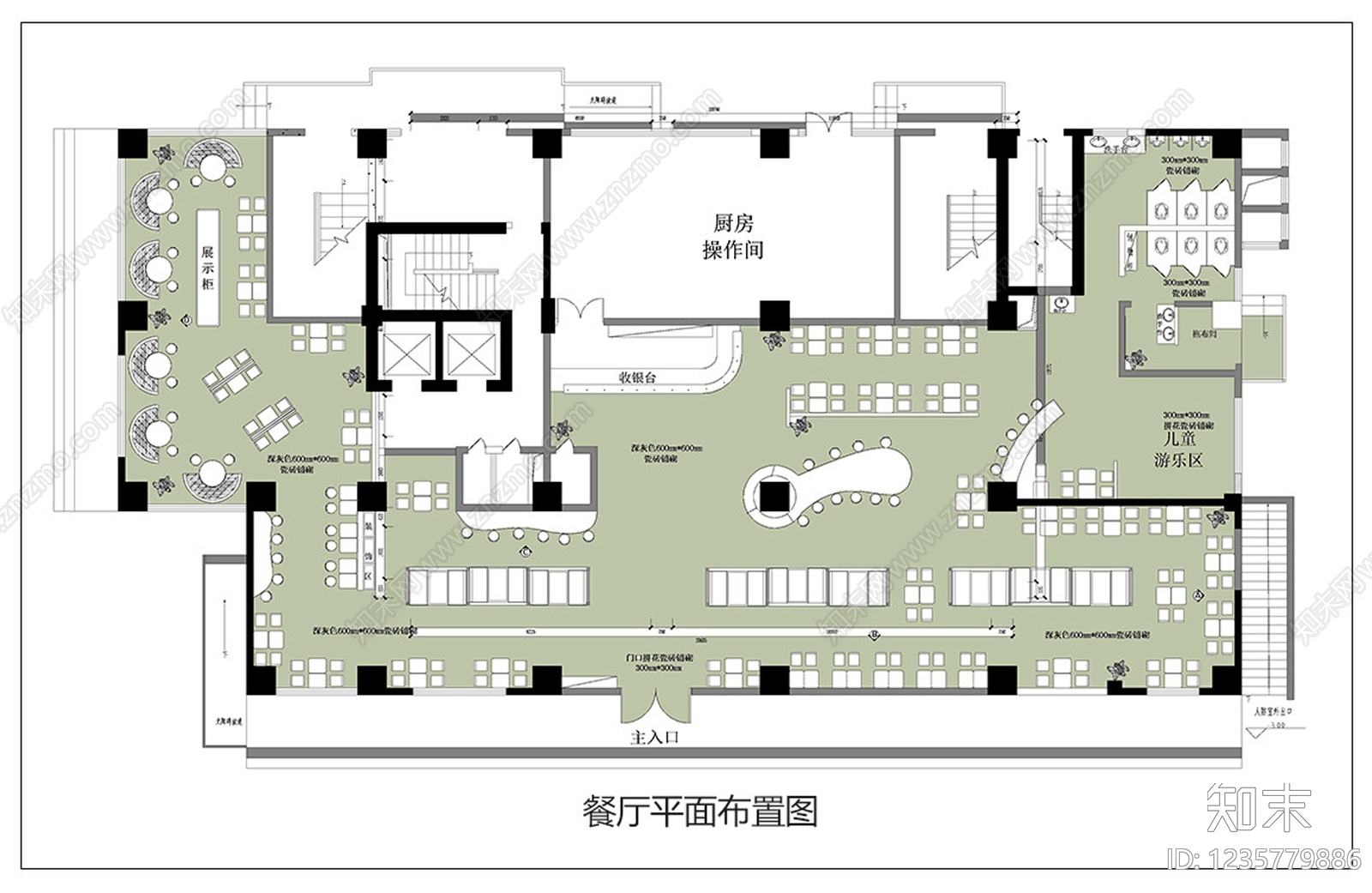 中餐厅cad施工图下载【ID:1235779886】
