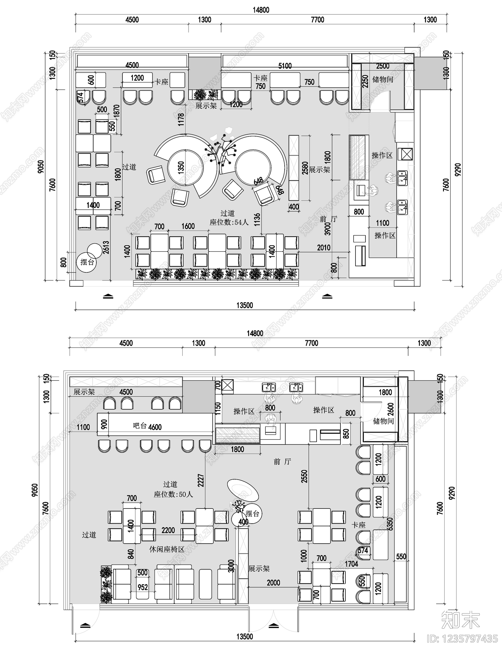 中餐厅cad施工图下载【ID:1235797435】