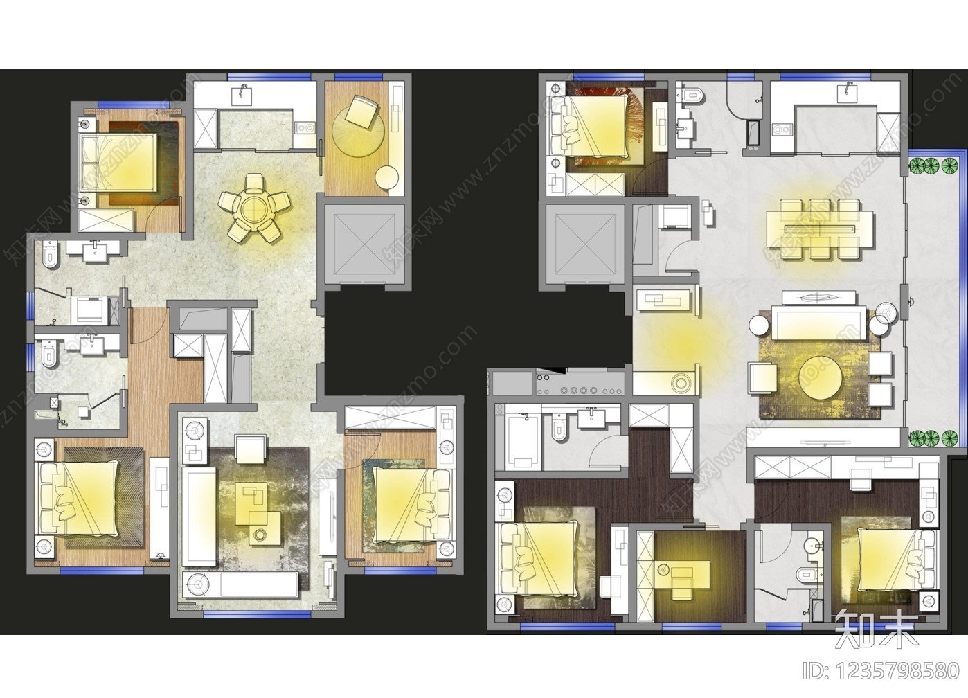小户型平层cad施工图下载【ID:1235798580】