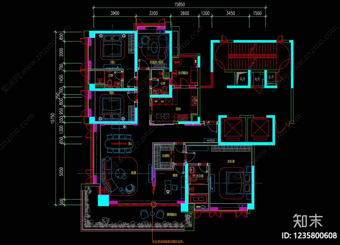 大平层cad施工图下载【ID:1235800608】