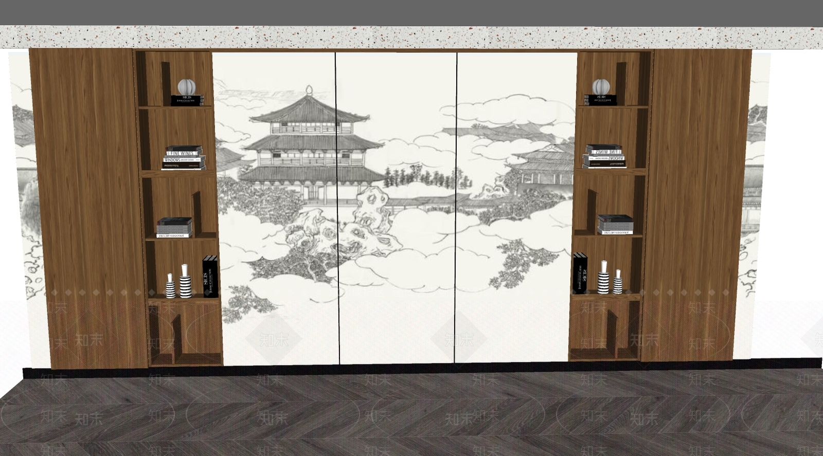 新中式储物柜SU模型下载【ID:1235816485】