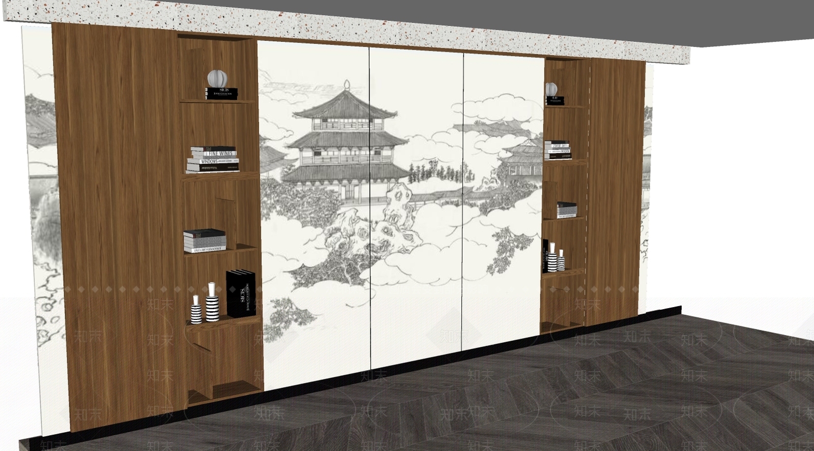 新中式储物柜SU模型下载【ID:1235816485】
