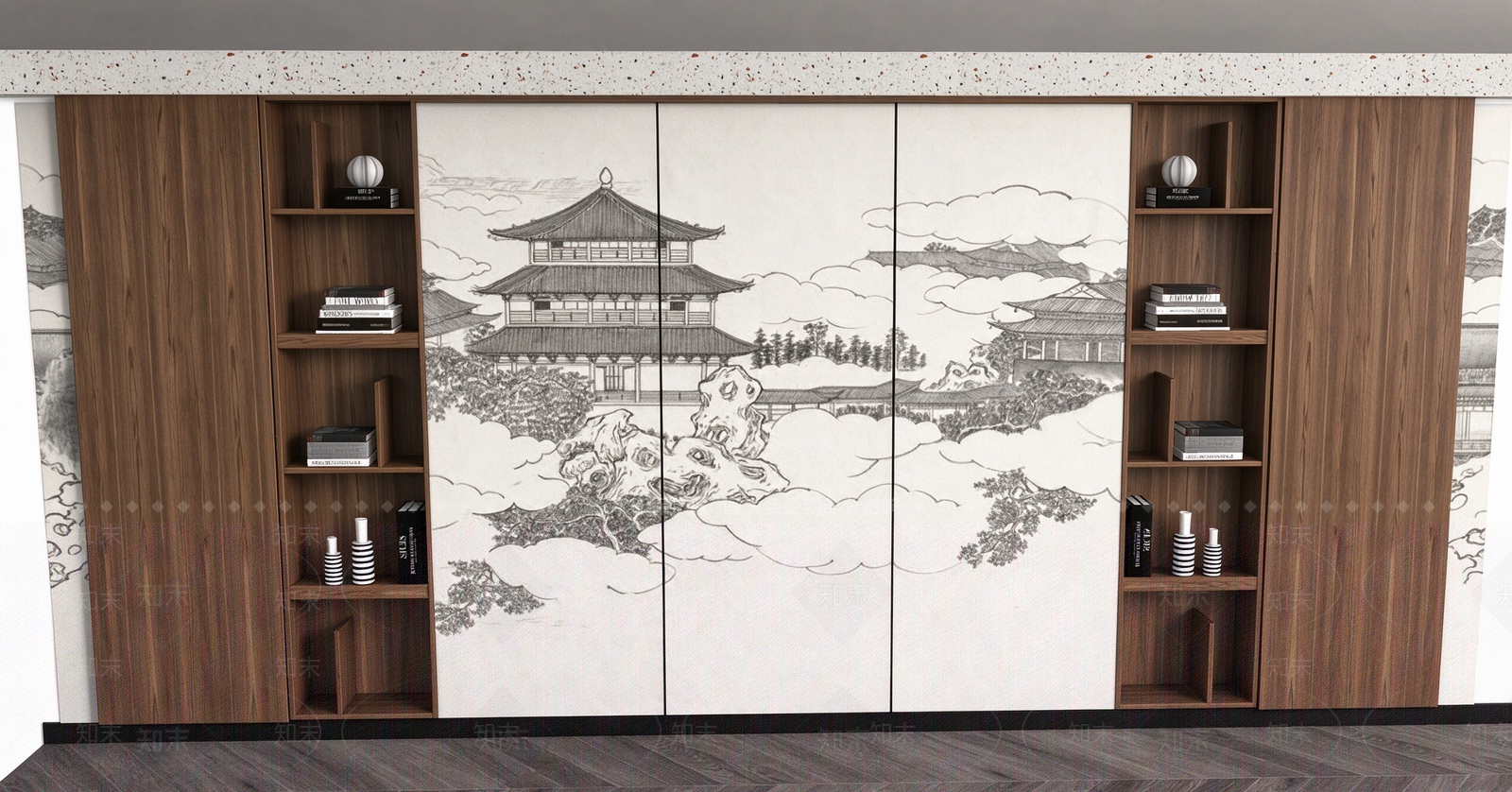 新中式储物柜SU模型下载【ID:1235816485】