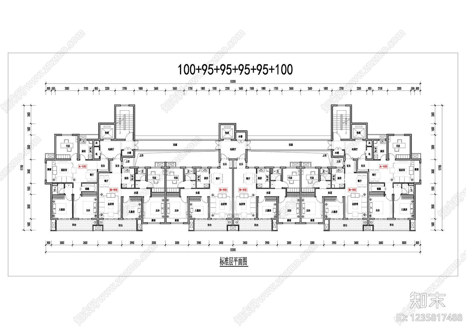 三居cad施工图下载【ID:1235817488】