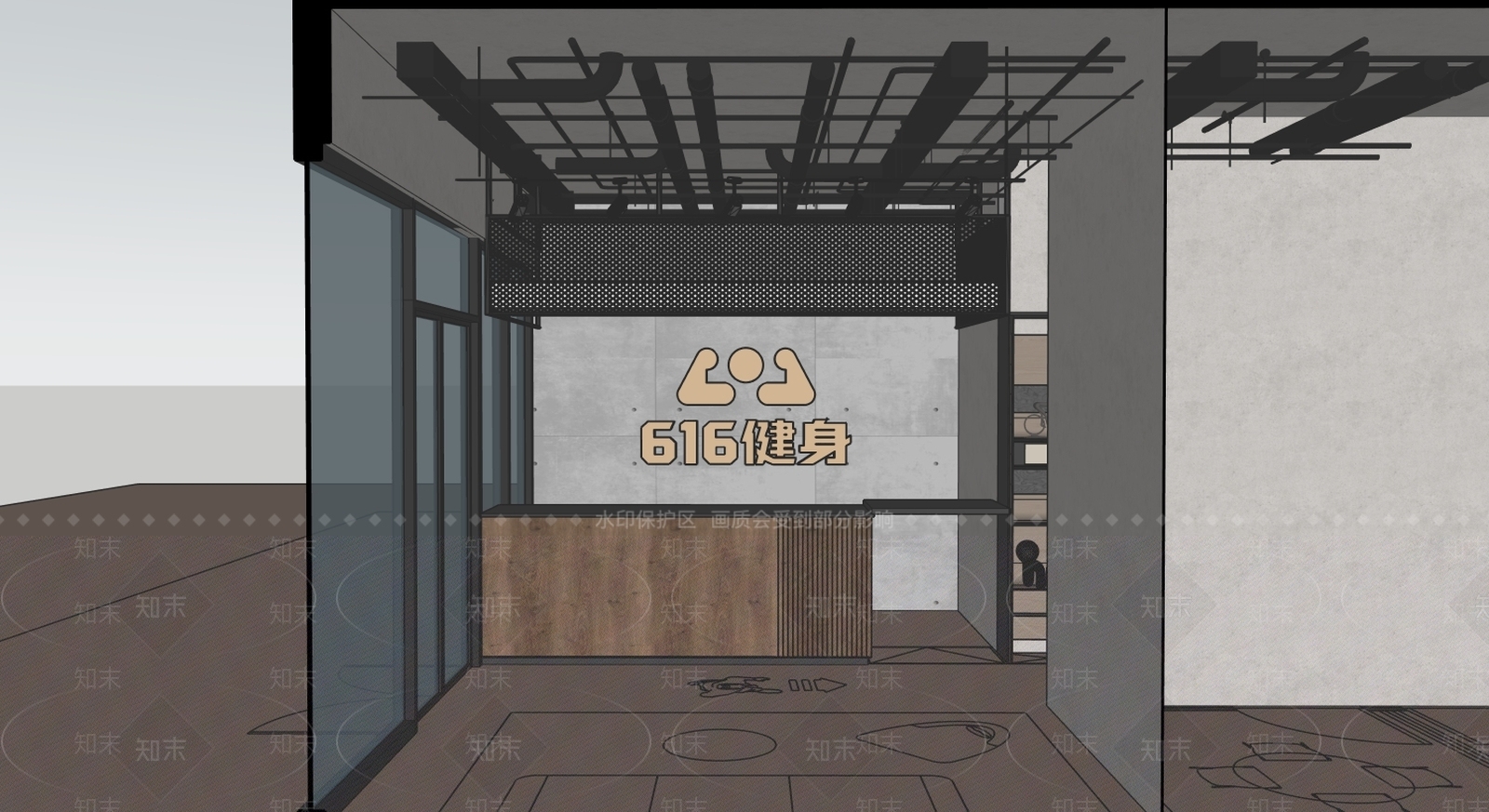 工业风健身房SU模型下载【ID:1235820128】