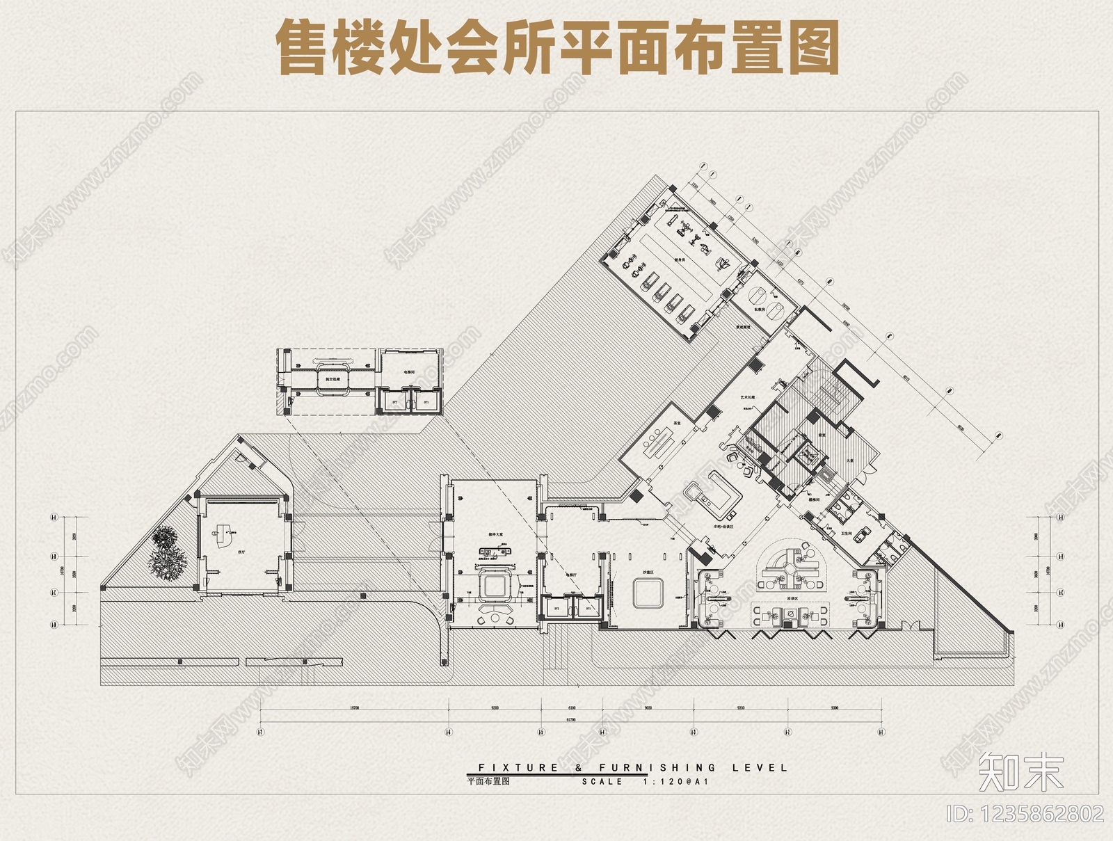 会所cad施工图下载【ID:1235862802】