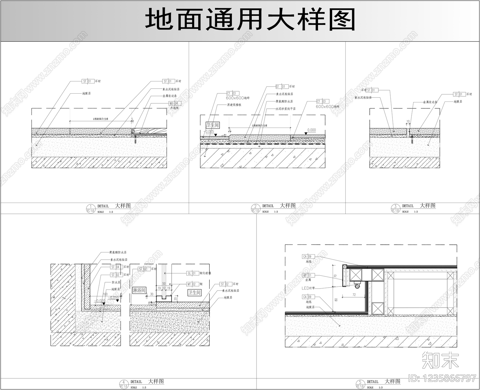 地面综合节点cad施工图下载【ID:1235866797】