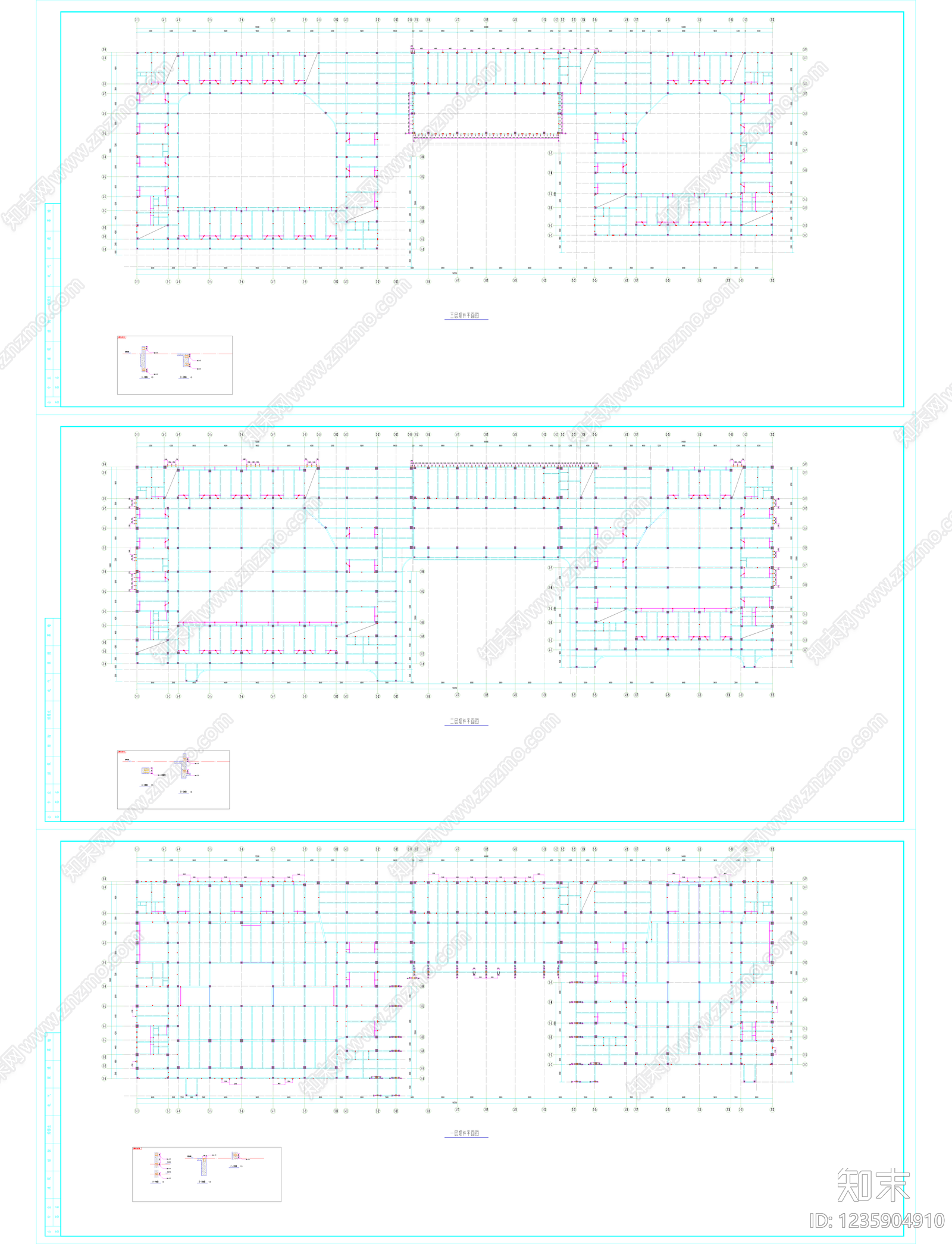 幕墙结构cad施工图下载【ID:1235904910】