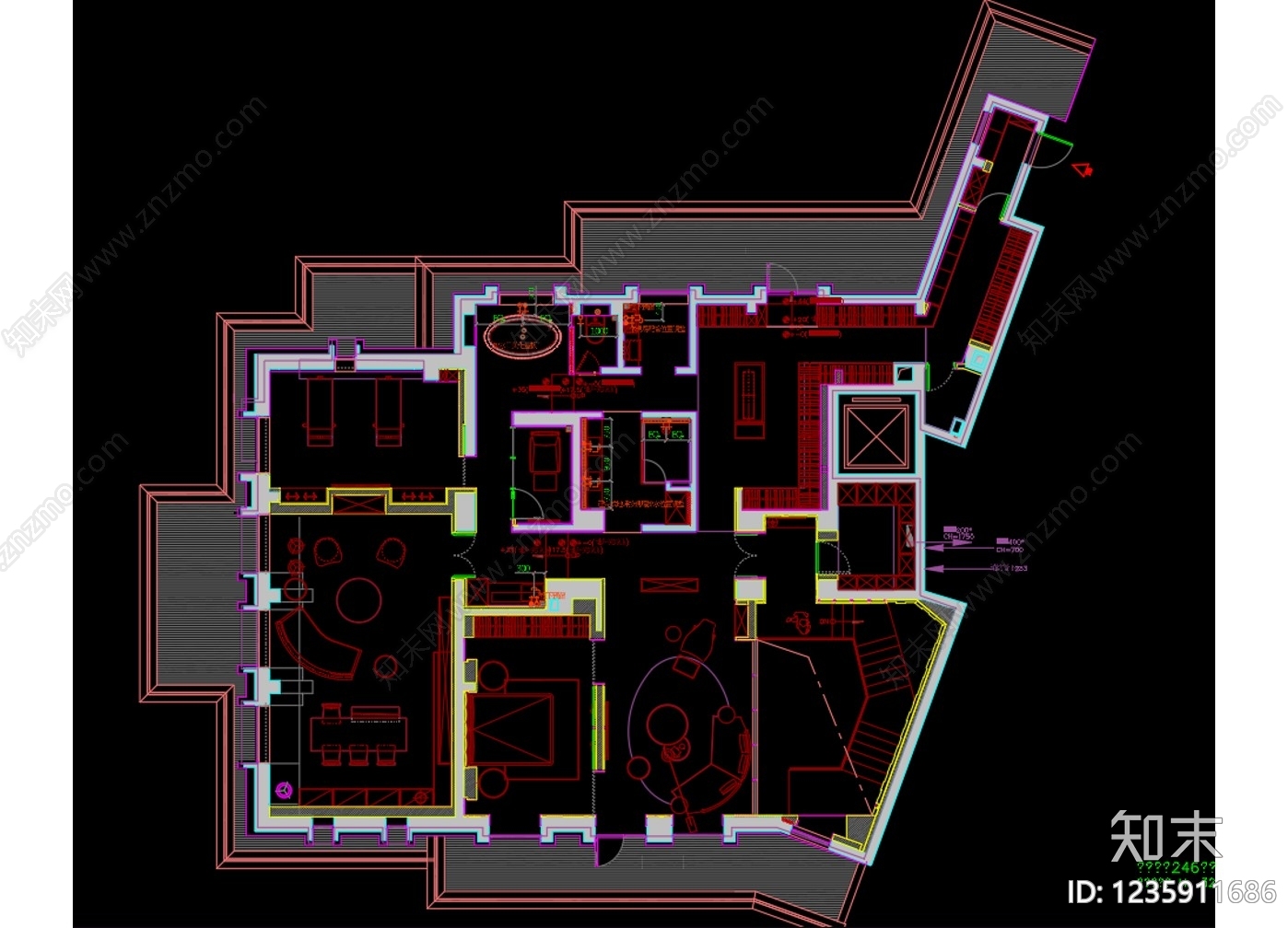 大平层cad施工图下载【ID:1235911686】