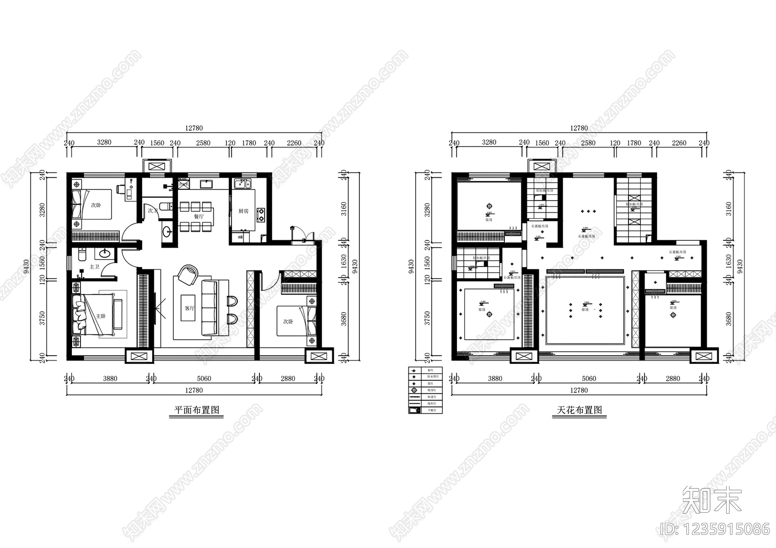 其他家装空间cad施工图下载【ID:1235915086】