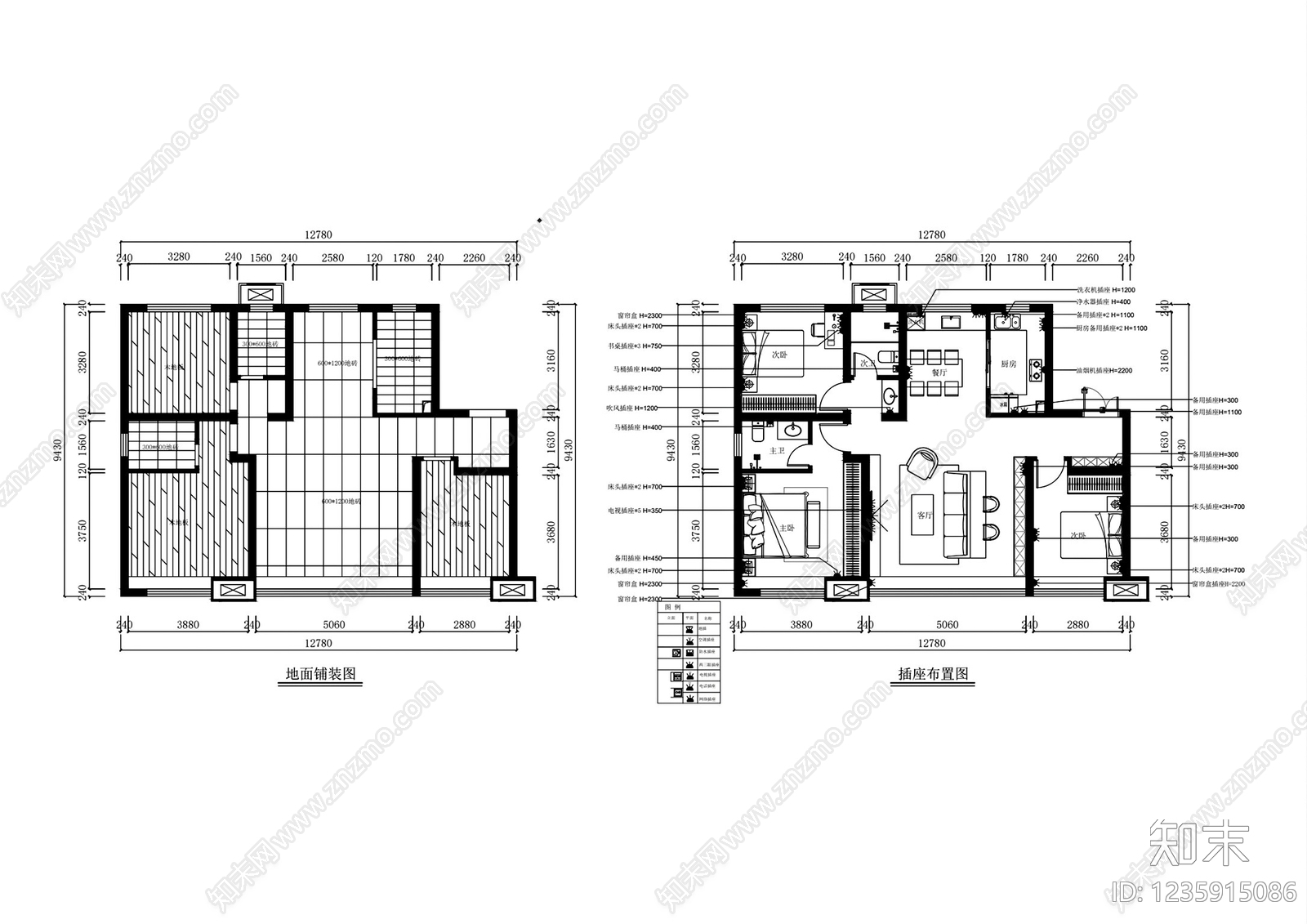 其他家装空间cad施工图下载【ID:1235915086】