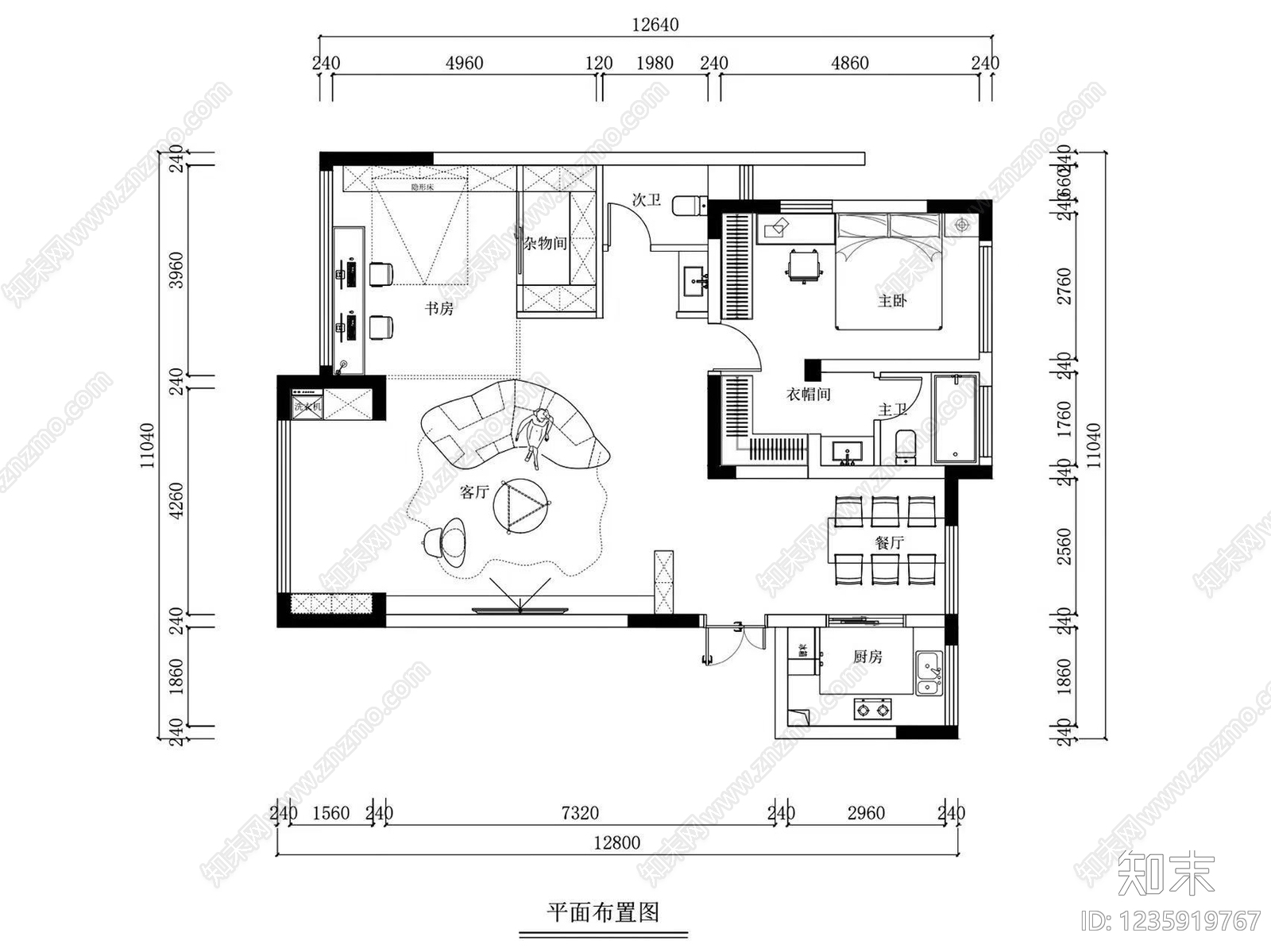 其他家装空间cad施工图下载【ID:1235919767】
