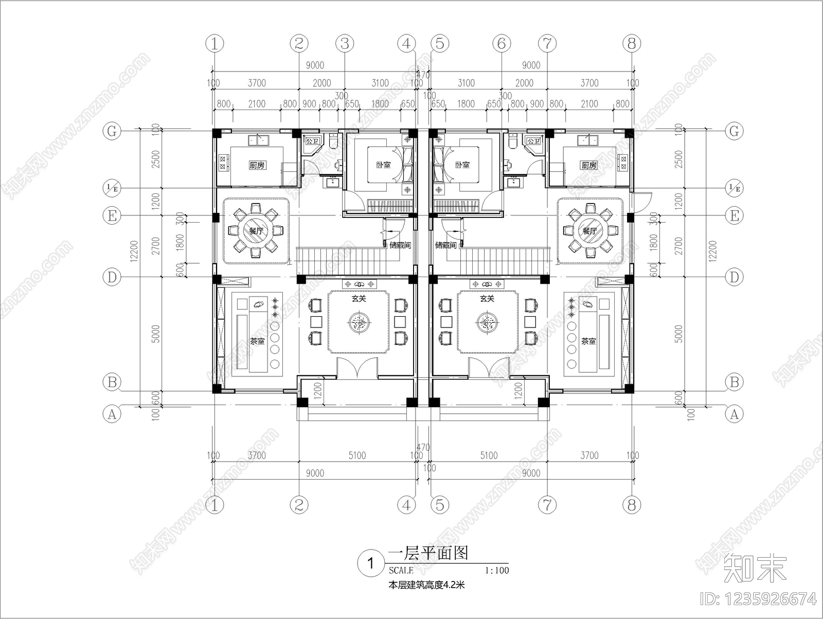 别墅建筑cad施工图下载【ID:1235926674】