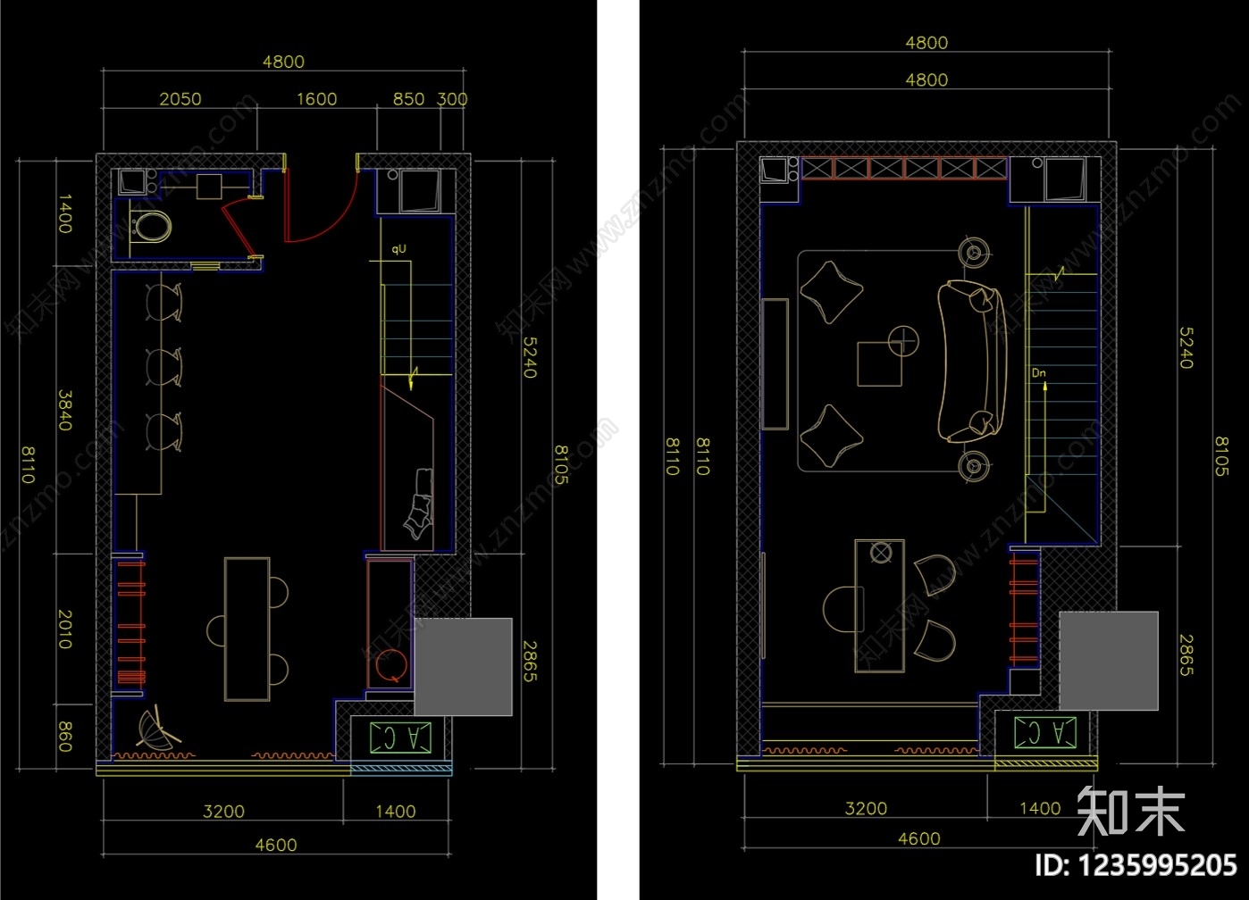 loft公寓cad施工图下载【ID:1235995205】