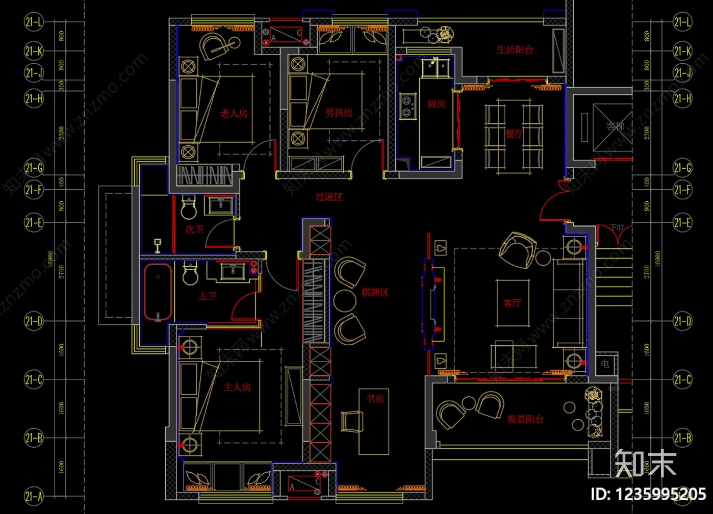 loft公寓cad施工图下载【ID:1235995205】