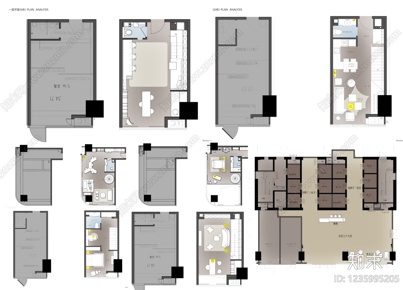 loft公寓cad施工图下载【ID:1235995205】