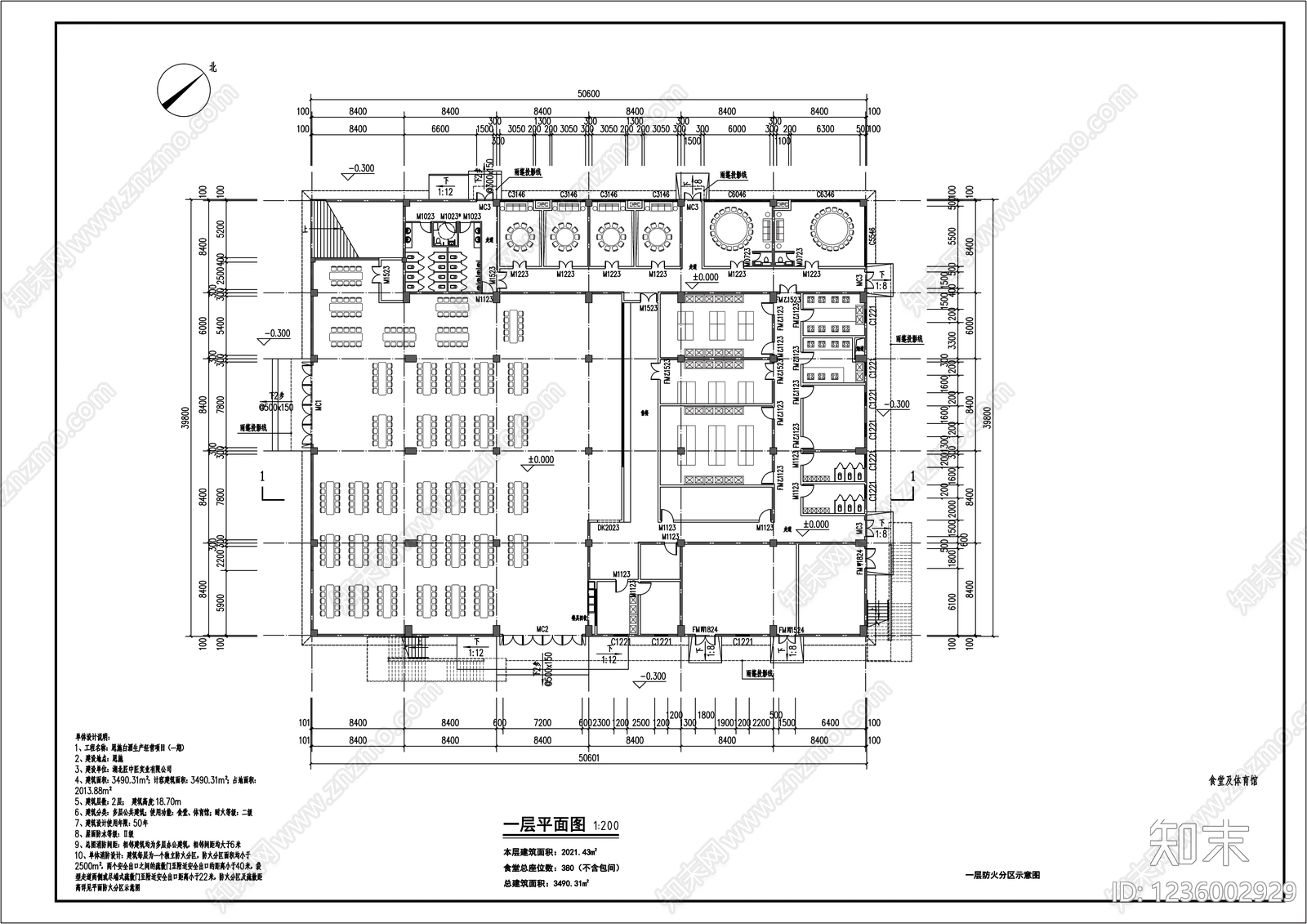 体育馆建筑cad施工图下载【ID:1236002929】