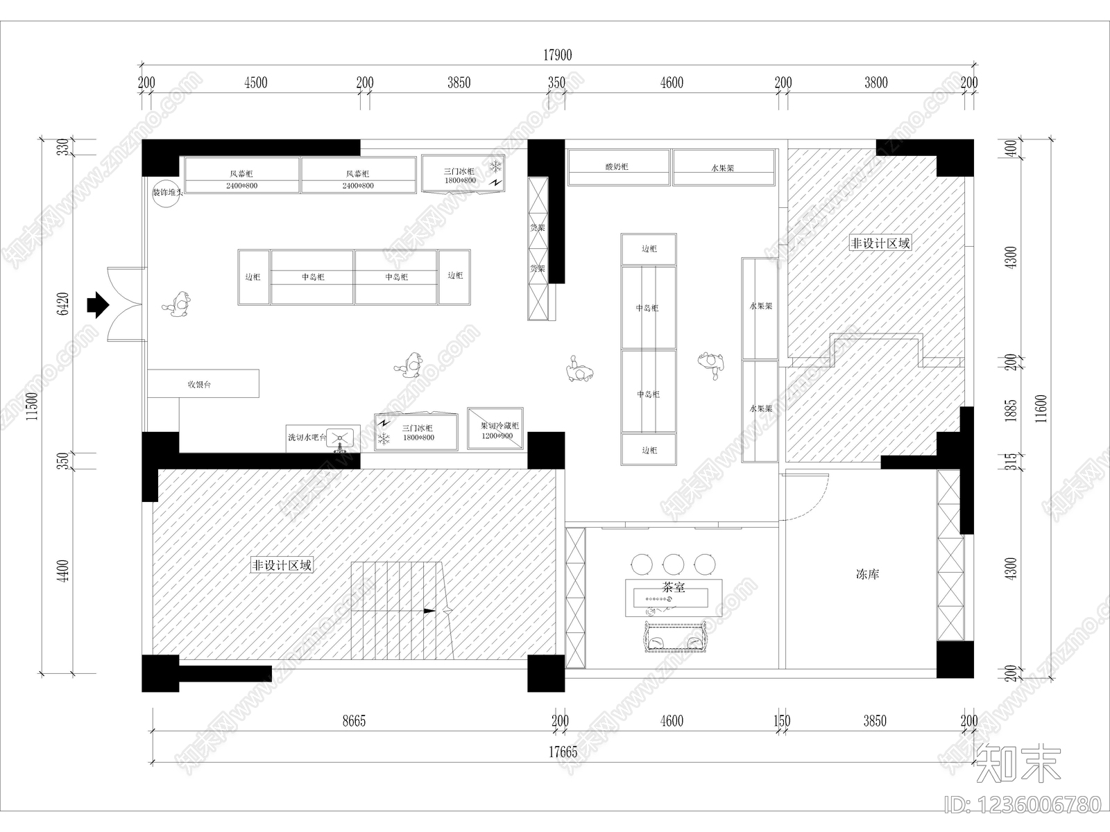 水果店cad施工图下载【ID:1236006780】