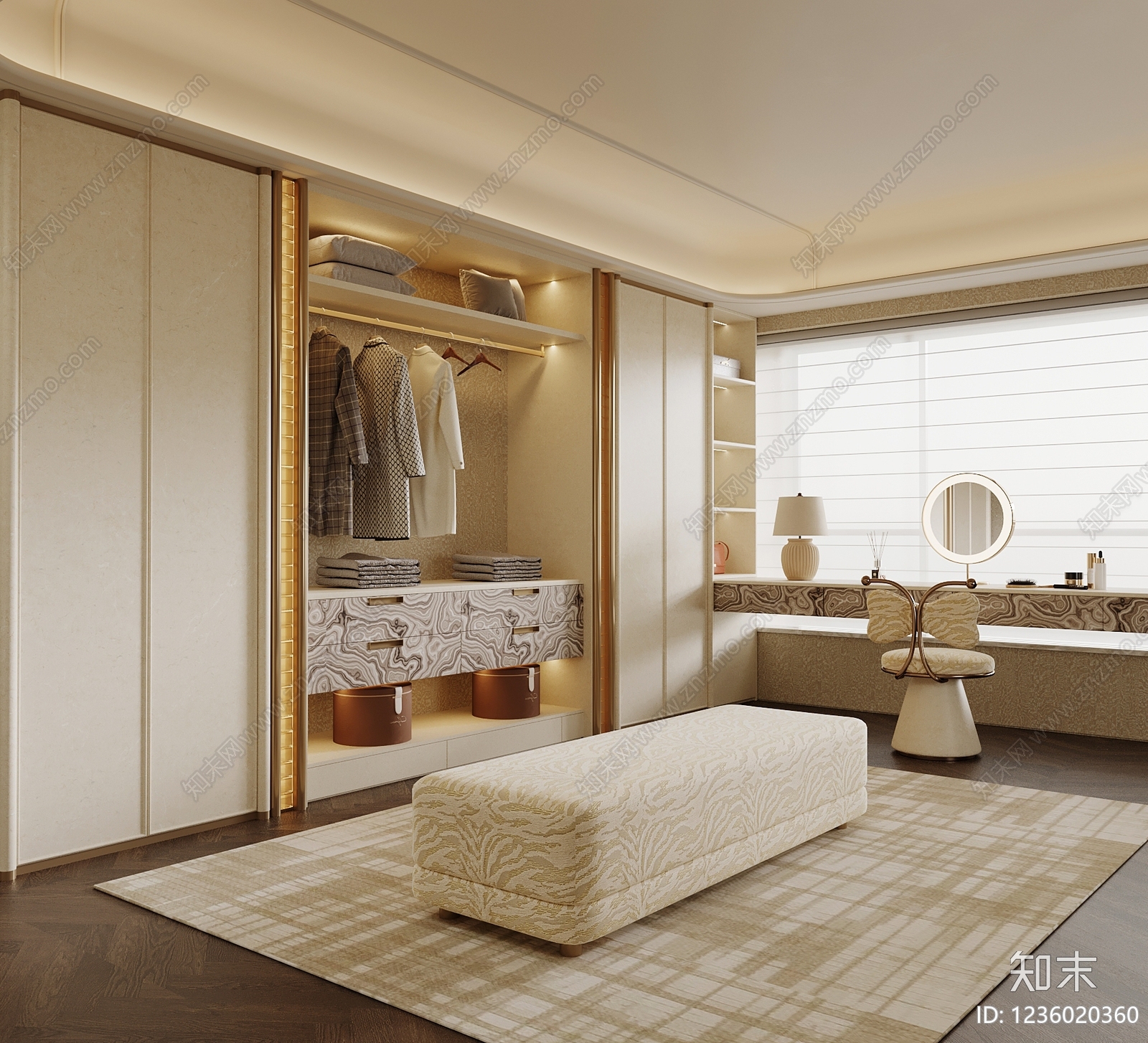 轻奢衣帽间SU模型下载【ID:1236020360】