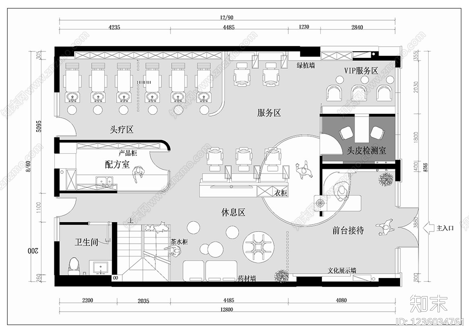 理发店cad施工图下载【ID:1236034761】