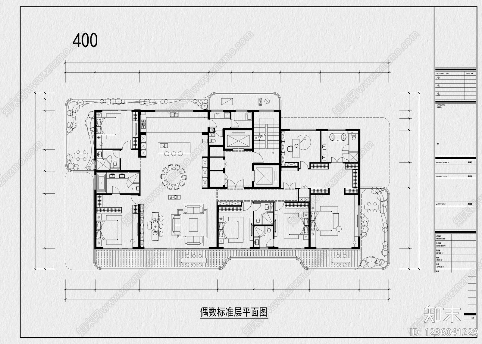 住宅楼建筑cad施工图下载【ID:1236041229】