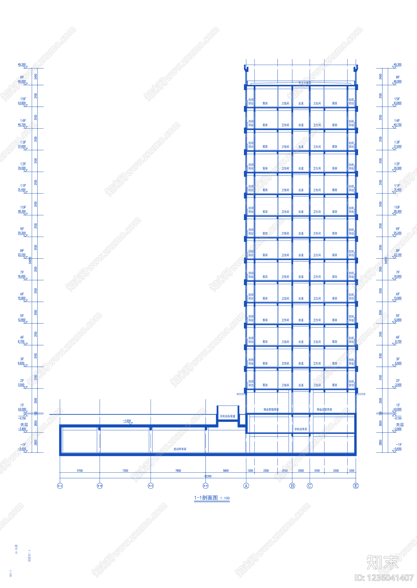 公寓建筑cad施工图下载【ID:1236041407】