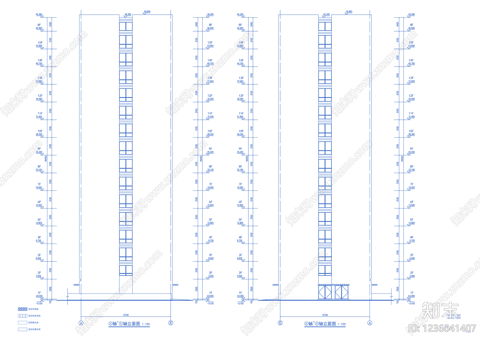 公寓建筑cad施工图下载【ID:1236041407】